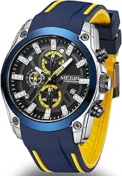 Relógios esportivos masculinos de quartzo, com cronógrafo, luminoso e função à prova d'água, pulseira de silicone