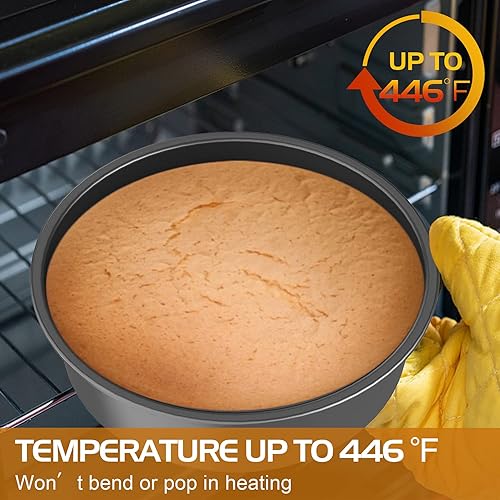 Miniatura 3 de CHEFMADE Bandeja redonda para tartas, 8 pulgadas con parte inferior suelta extraíble, revestimiento de liberación rápida, utensilios de gasa para