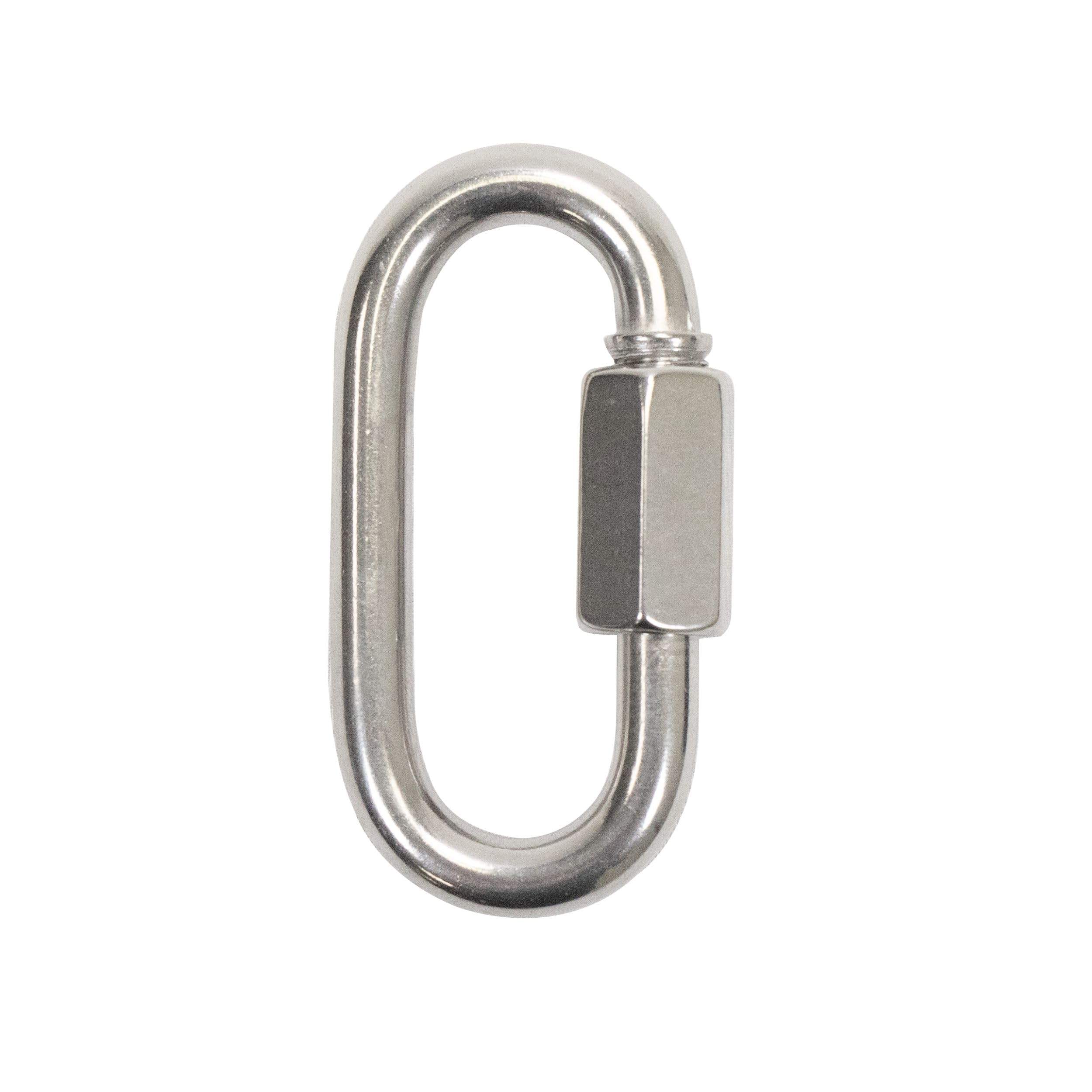 Snorkel Master Scuba Choice SS Oval Quick Link Carabiner Boat Marine Clip with Screw 14.5mm Opening, 10.5 cm, Grey