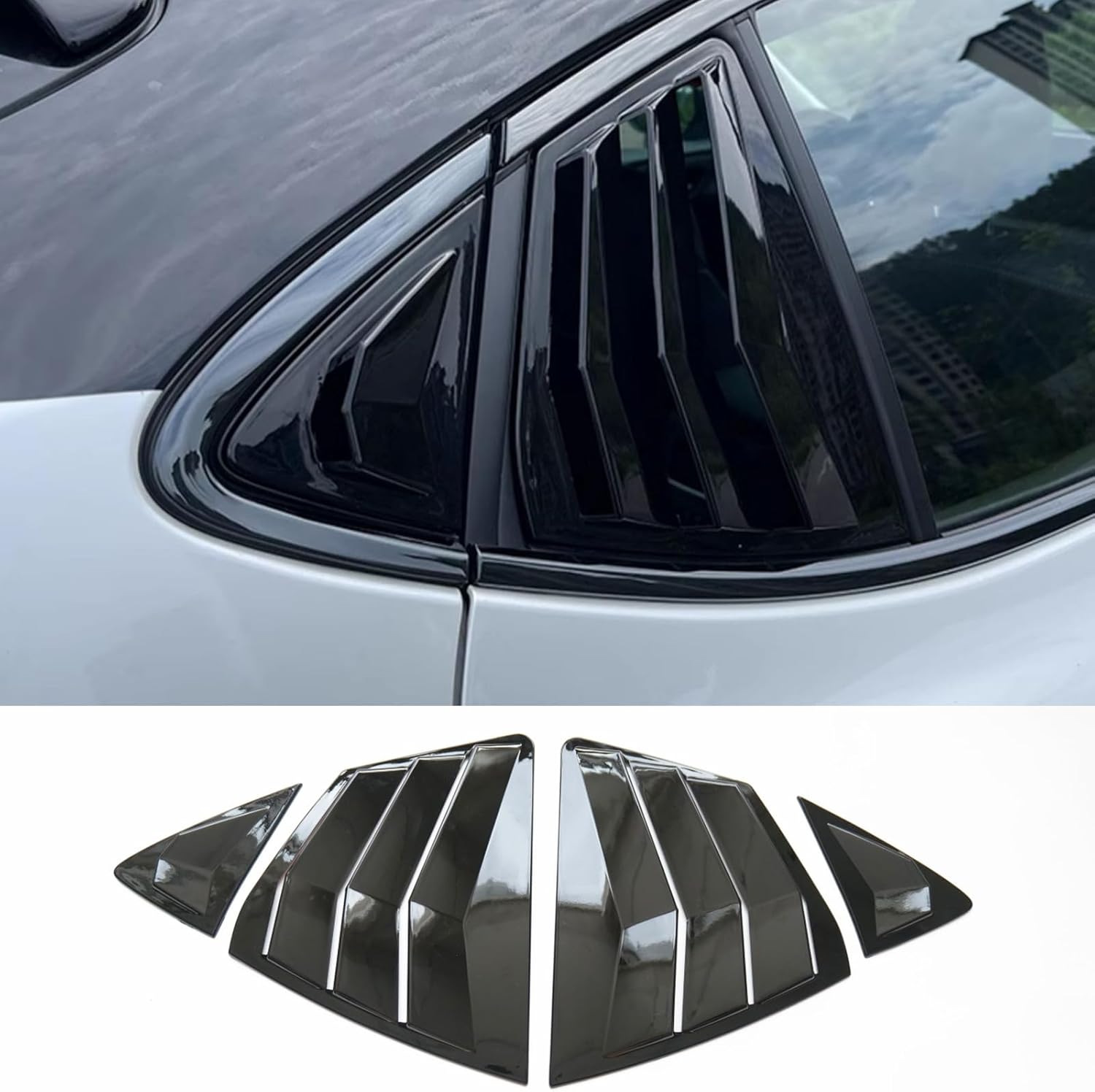 New 2pcs Racing Side Rear Quarter Window Louvers for Toyota Camry 9th 2025 2026 (Glossy Black 4pcs)