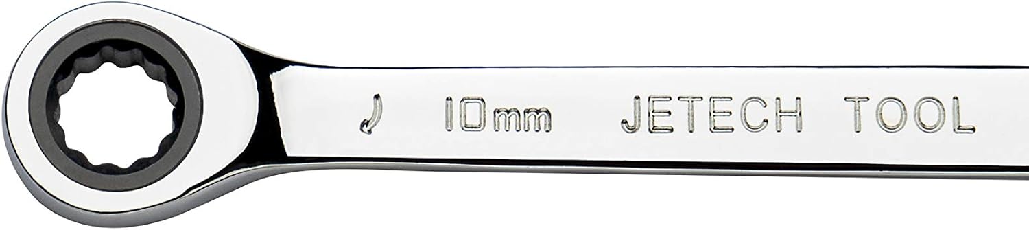 Jetech Single Double Box End Ratcheting Wrench 10mm x 11mm - Metric 72 Tooth Ratchet Gear Spanner Tools CR-V Heavy Duty Gear Spanner for Repairs