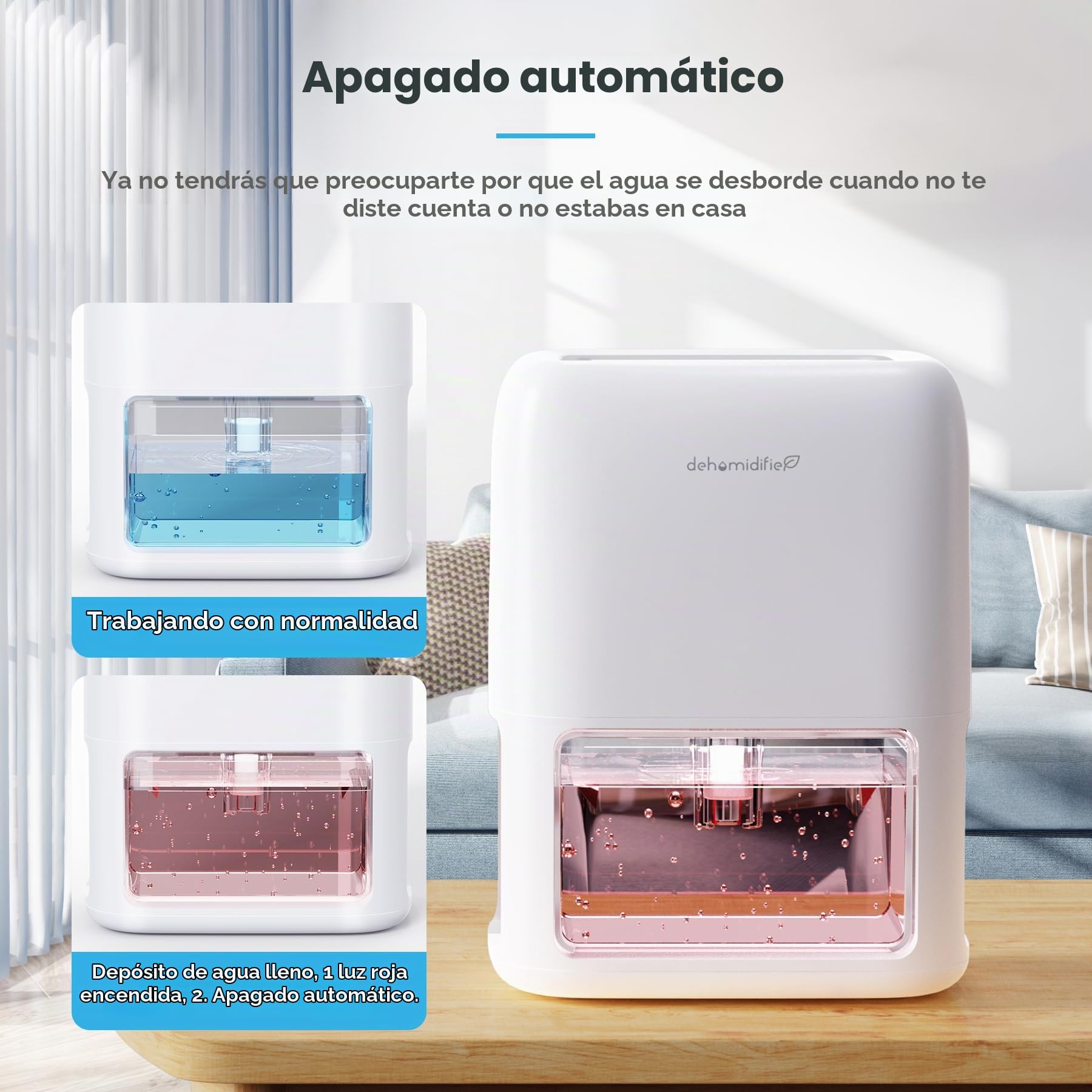 QEXREED Deshumidificador Bajo Consumo 1800ml, Doble Semiconductor, Pequeño Deshumidificador Silencioso Eléctrico, Apaga Automáticamente, Desescarche Automático, Baño | Doble Semiconductor, Silencioso, Apaga Automáticamente, Desescarche Automático para Bañ