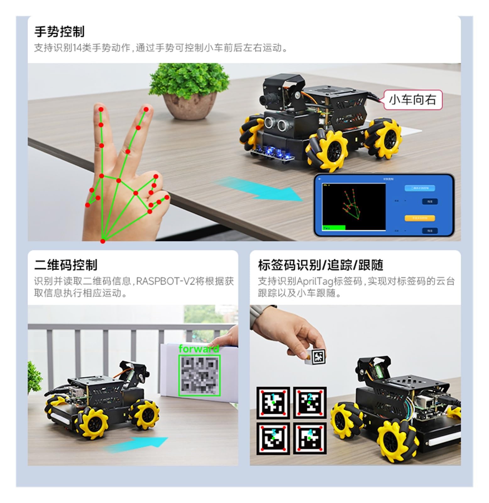 Adecuado para kit de chasis 4WD con codificador de velocidad Smart Vision Car Mechname y rueda para ROS Robot Camera Recognition Chassis Encoder Motor Robot Car Kit (amarillo D)