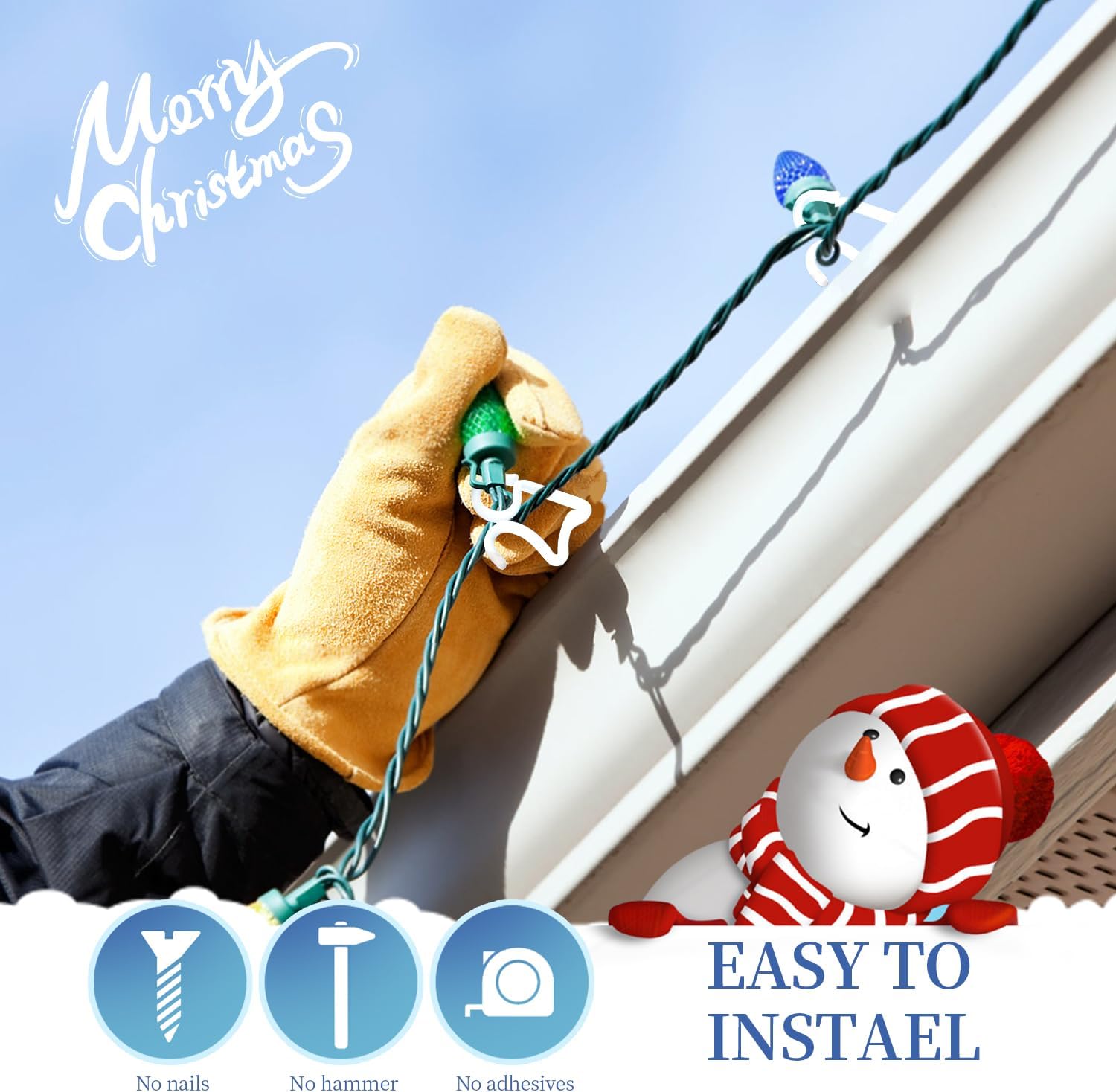 Holiday Light Clips Christmas Light Clips Outdoor Hang Gutter Hooks for Christmas Decoration String Lights Weatherproof Outdoor Lights Clips for Halloween Xmas(100 Pieces)