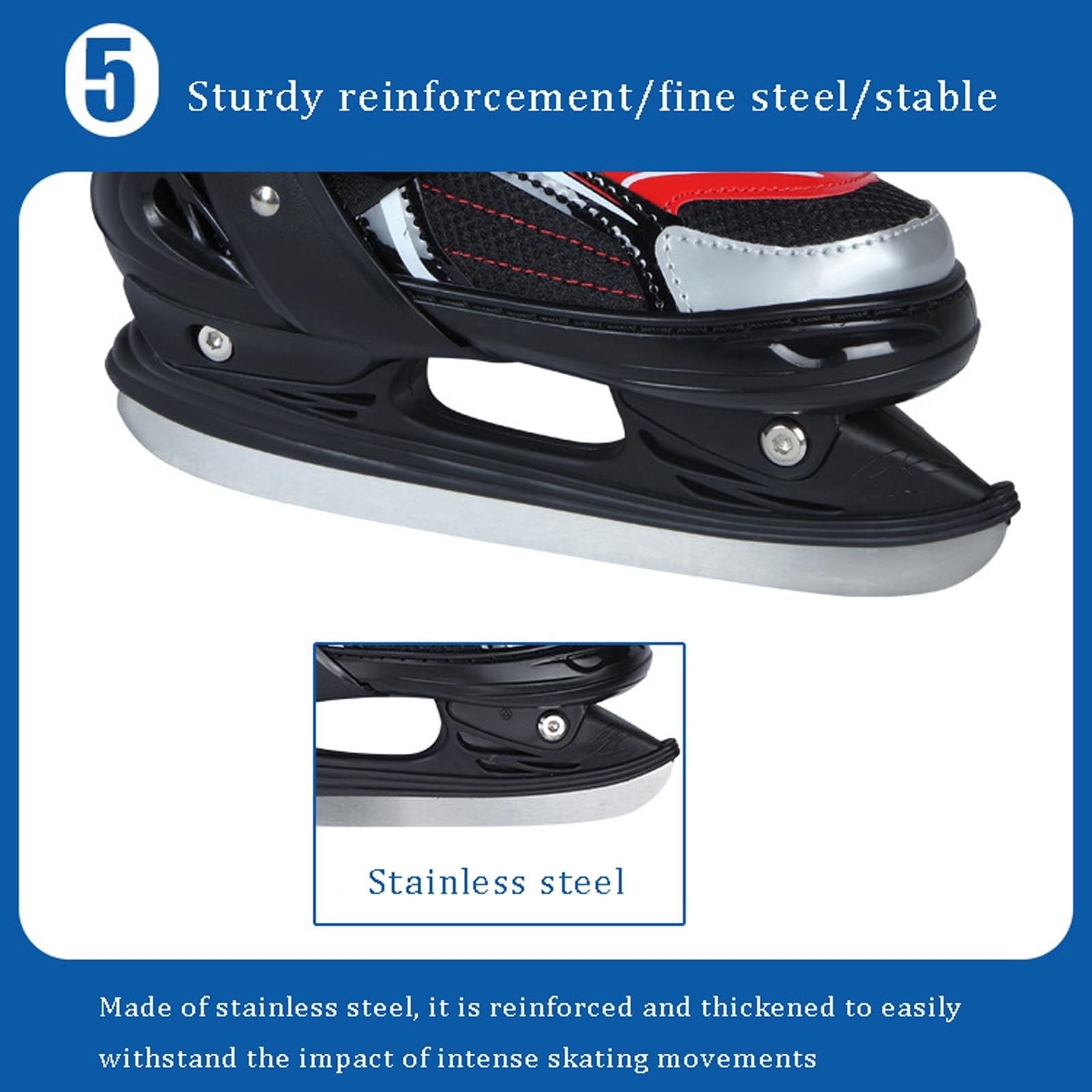 Patins à glace Ice Skates pour Les Adolescent Garçon Fille,Patins À Glace avec Système De Laçage Rapide Et Boucle À Poussoir pour Un Maintien Sûr,Patins réglables en 4 tailles（Trois couleurs）