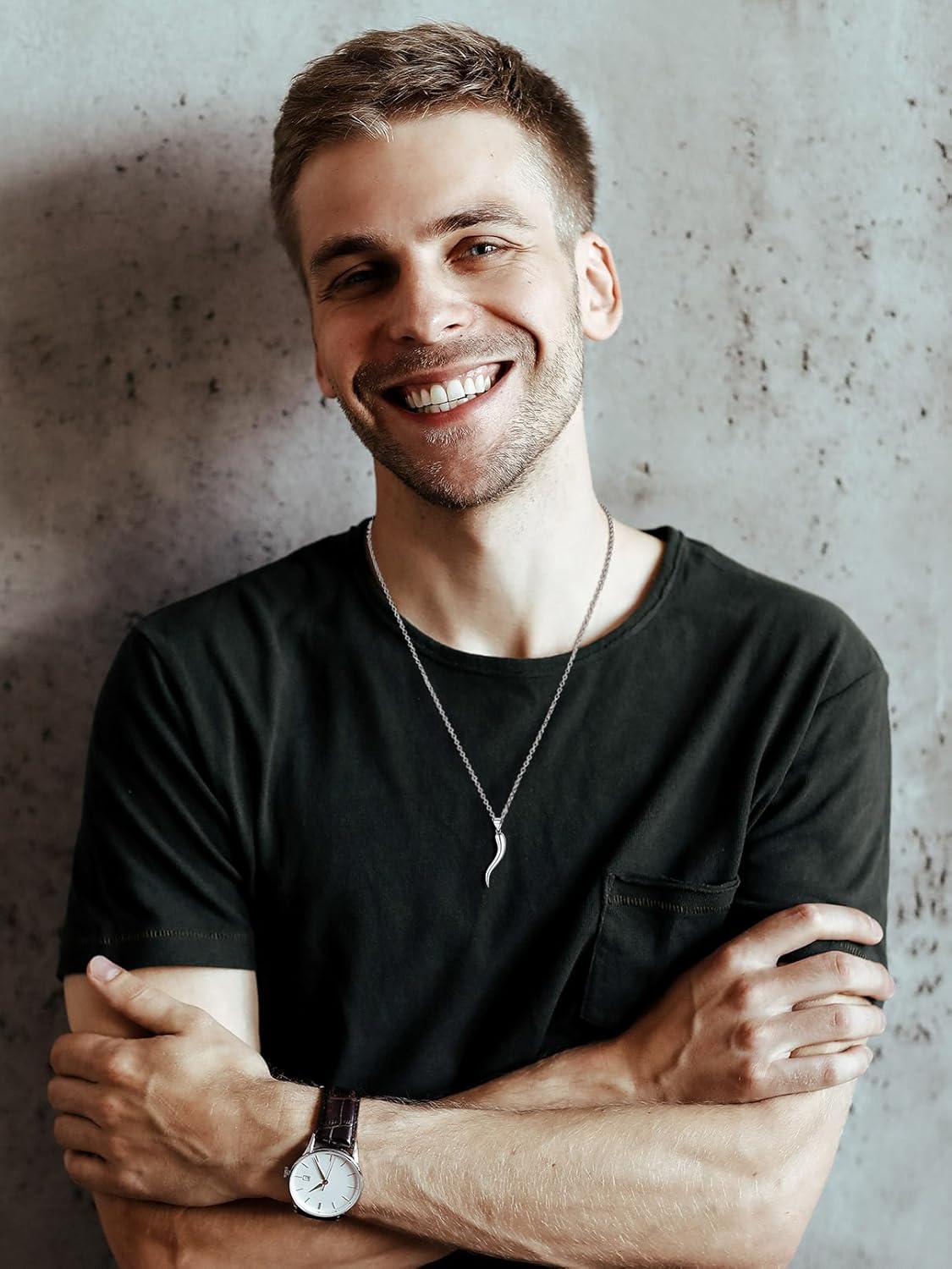 FaithHeart Italian Horn Pendant Necklace for Women Men Silver/Black/Gold Plated Stainless Steel Cornicello Necklace Protection Necklace Chains with Pendant Italian Charm Talisman with Gift Box - Image 8