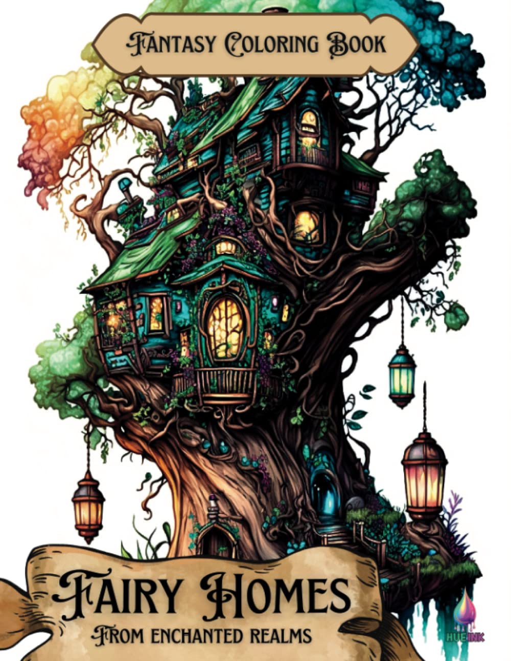 Fairy Homes from Enchanted Realms: Fantasy Coloring Book for Adults: 50 Black Line and Grayscale Illustrations of Whimsical Fairy Houses and Amazing Magical Landscapes