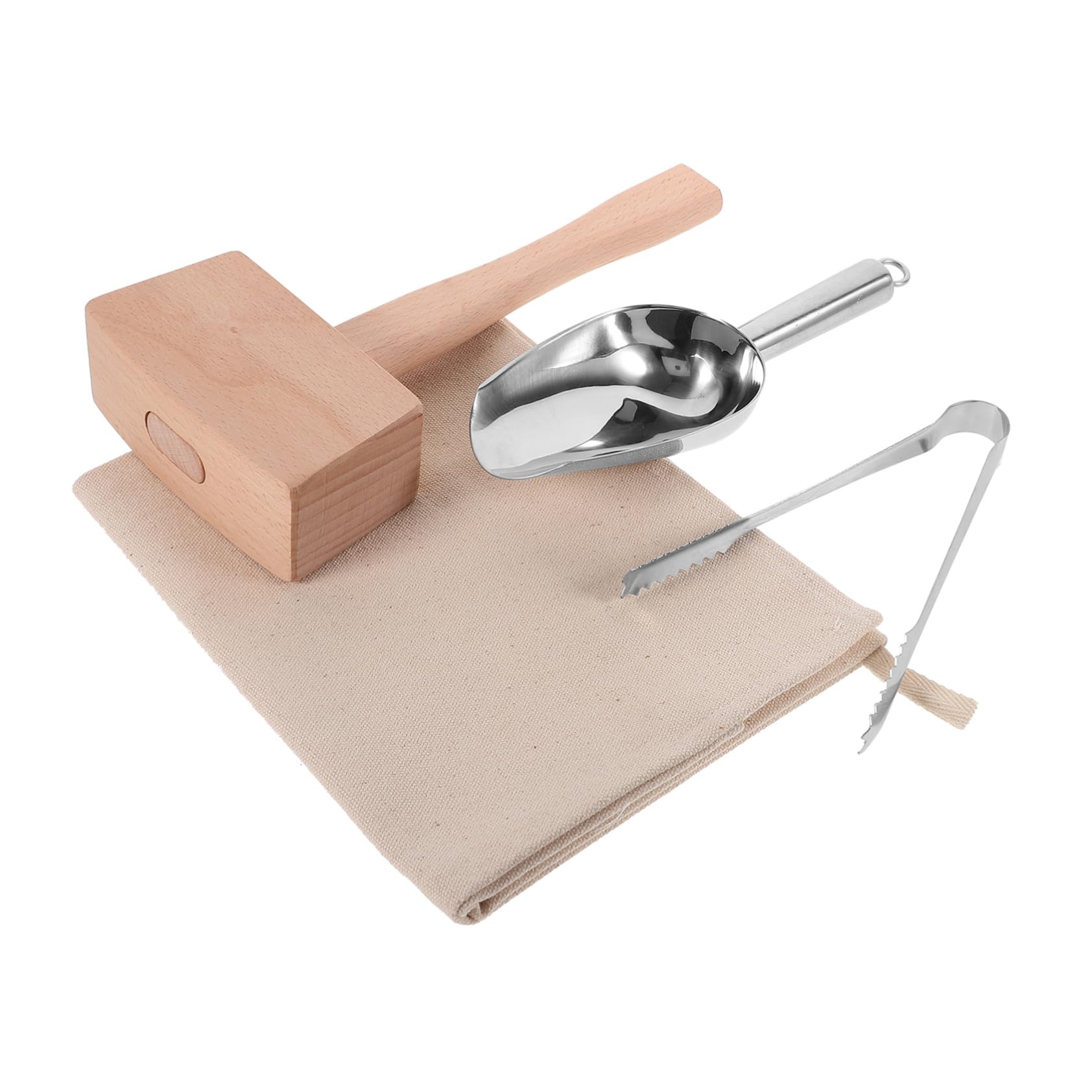 PRETYZOOM 1set Premium Crushed Ice Bags Mallet and Scoop Lightweight Canvas Ice Packs for Home Kitchen for Candy Nuts and More