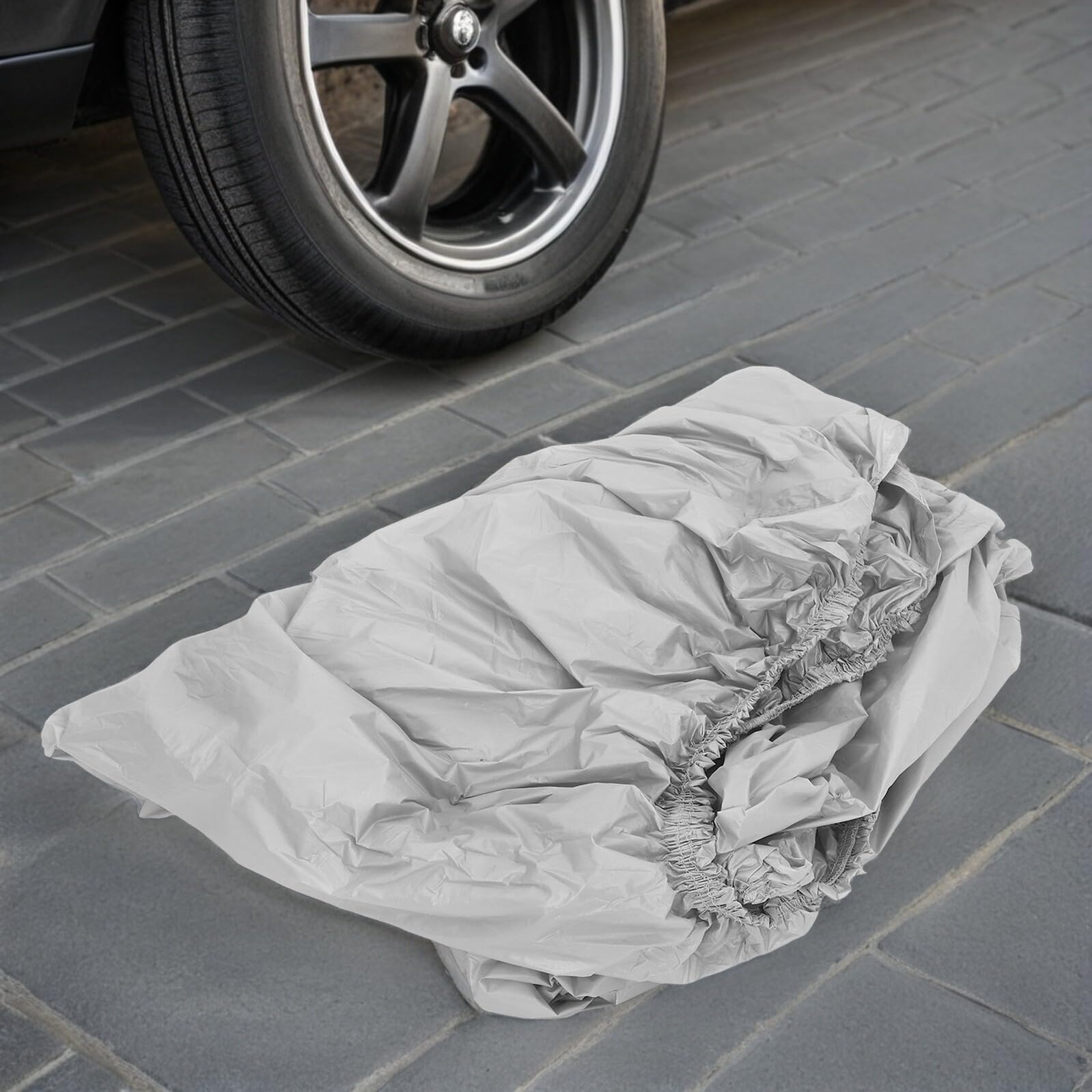 Mikikit Copertura per Auto Estiva Argento in Peva, Resistente All'acqua e Protezione Solare per Vacanze Estive, Copri Auto Antipolvere e Anticalore per Uso Esterno