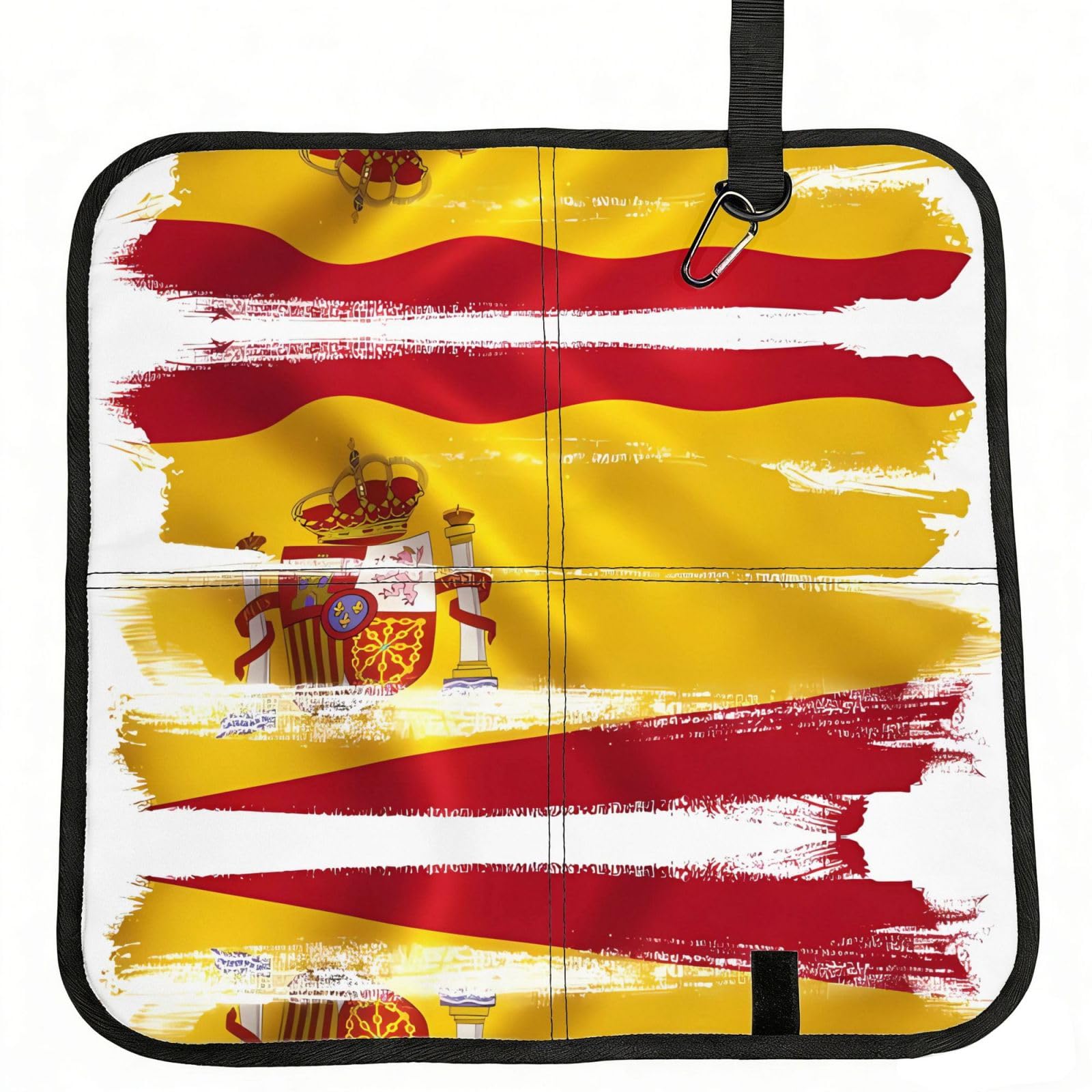 WZYCWB Spain Flag Foldable Seating Cushion with Carabiner - Stadium Mat for Camping, Hiking and Outdoor Activities