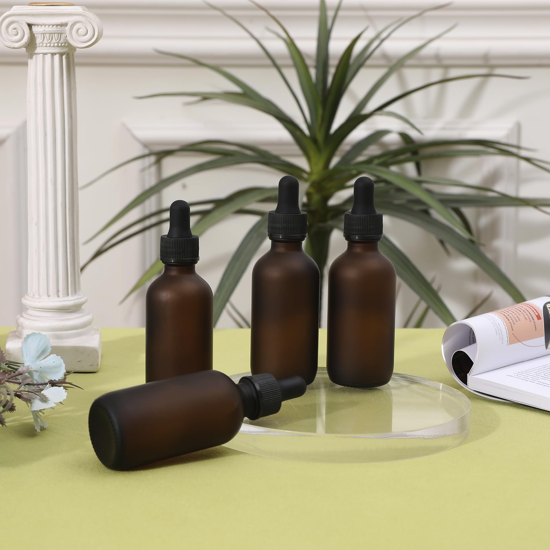 NOOEEISS Flacon compte-gouttes en verre de 60 ml, flacons de teinture de texture preety avec écailles précises, gouttes oculaires, pour tous les types de liquides mélangés, design anti-fuite pour un
