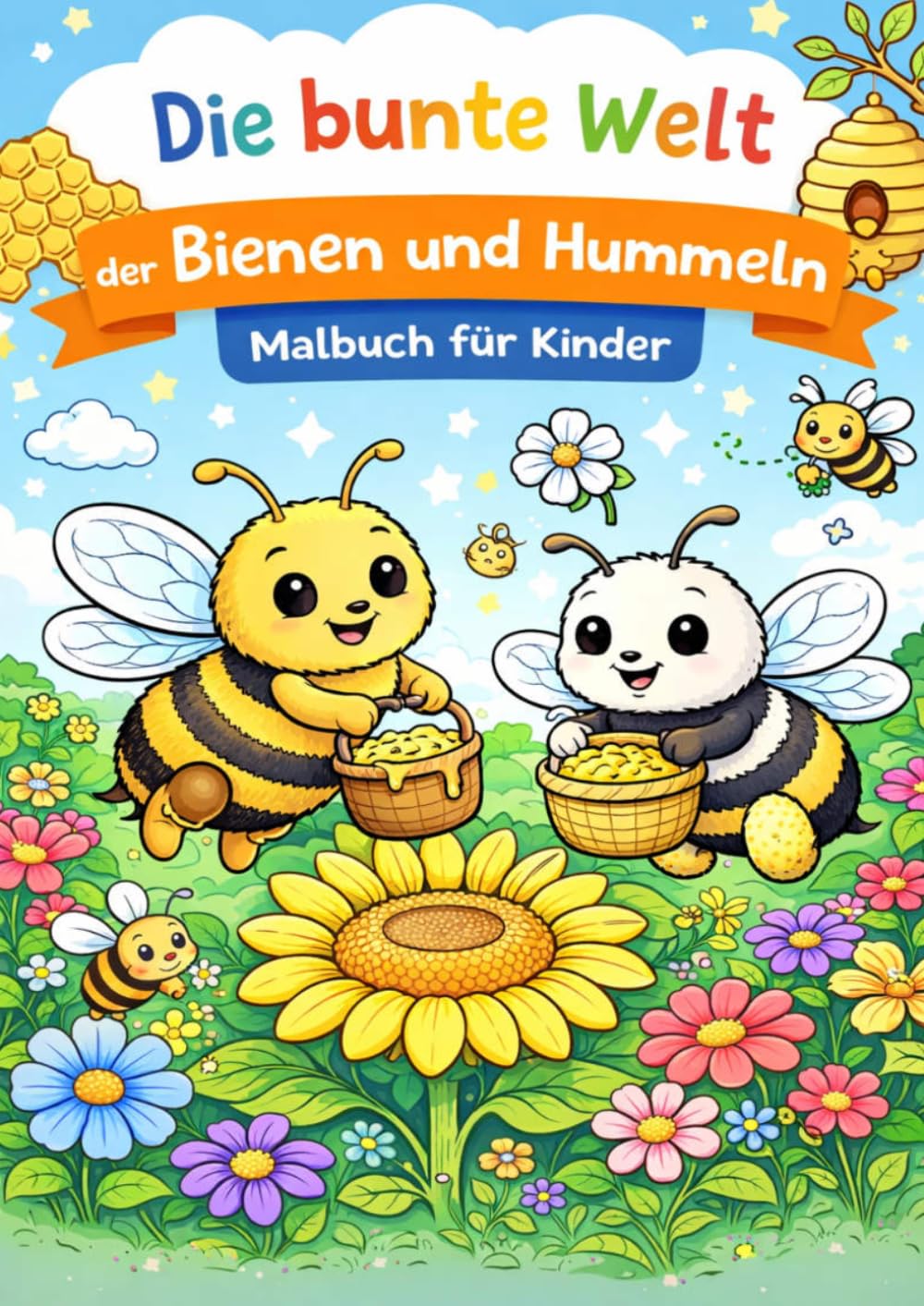 Die Bunte Welt der Bienen und Hummeln: Malbuch für Kinder