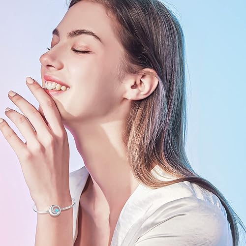 Miniatura 2 de FANCIME Pulseras de piedra natal de plata de ley 925 con dije de luna y estrella, joyería fina, regalo de cumpleaños, aniversario, día de Navidad