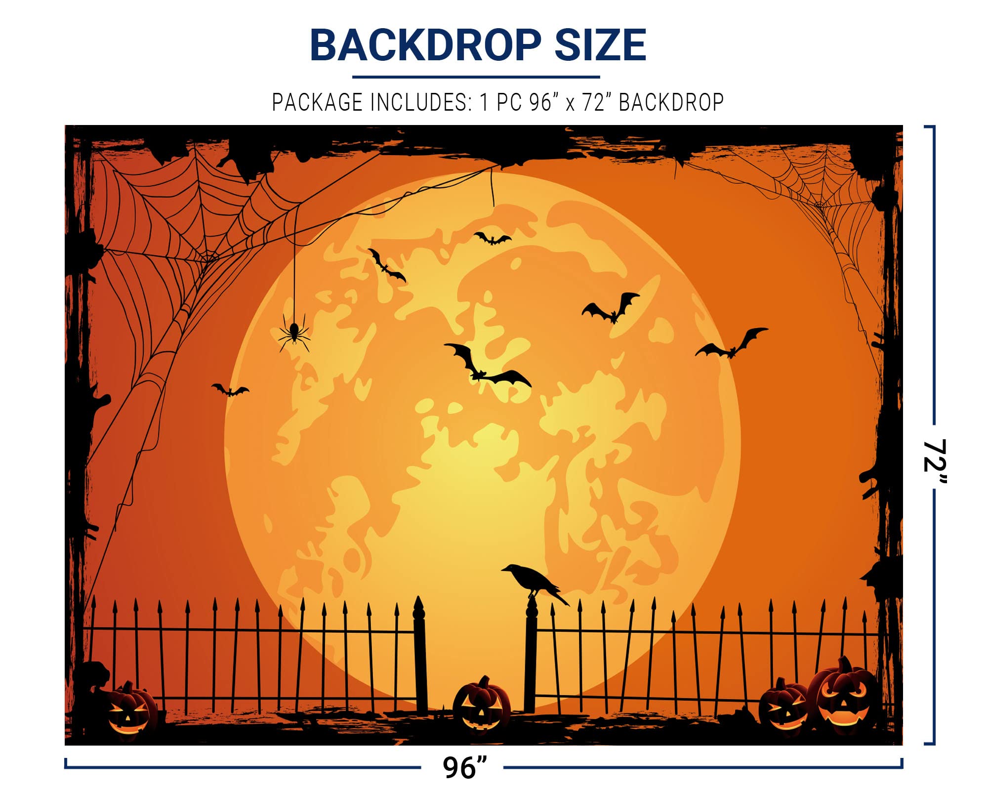 Halloween Photo Backdrop - 7x5ft Orange Night Moon Scene For Party Decor & Photography