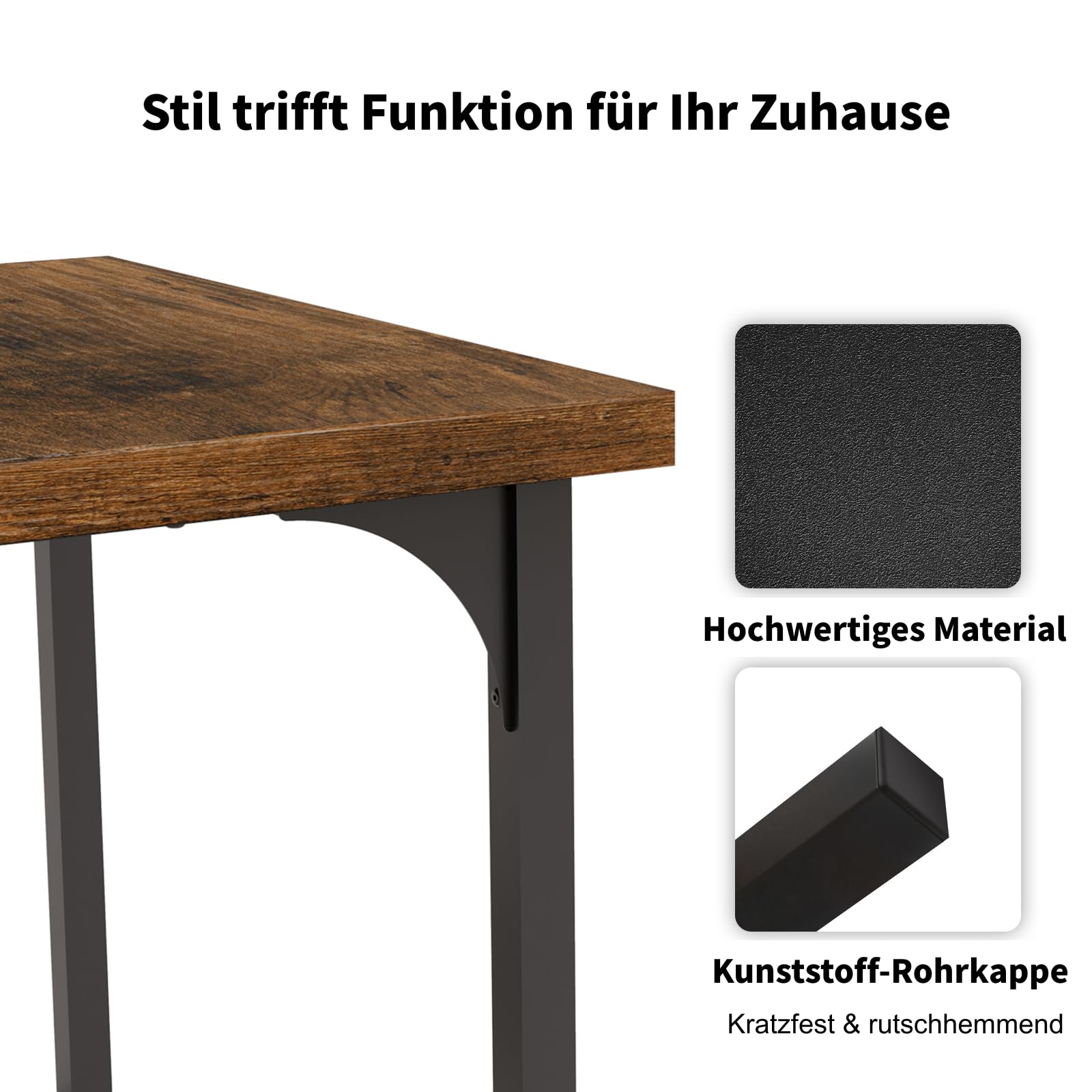 LEADZM Esstisch, Küchentisch, Esszimmertisch 180 x 90 cm für 6-8 Personen, Dining Table für Esszimmer, Büro, Arbeitszimmer (Rustikal-Braun, 180 x 90 x 76 cm)