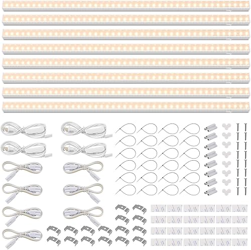 Vista 22 de Barrina Luces de cultivo T5, luz de crecimiento de espectro completo, 3 pies 128 W (8 x 16 W, equivalente a 800 W), luces LED de cultivo