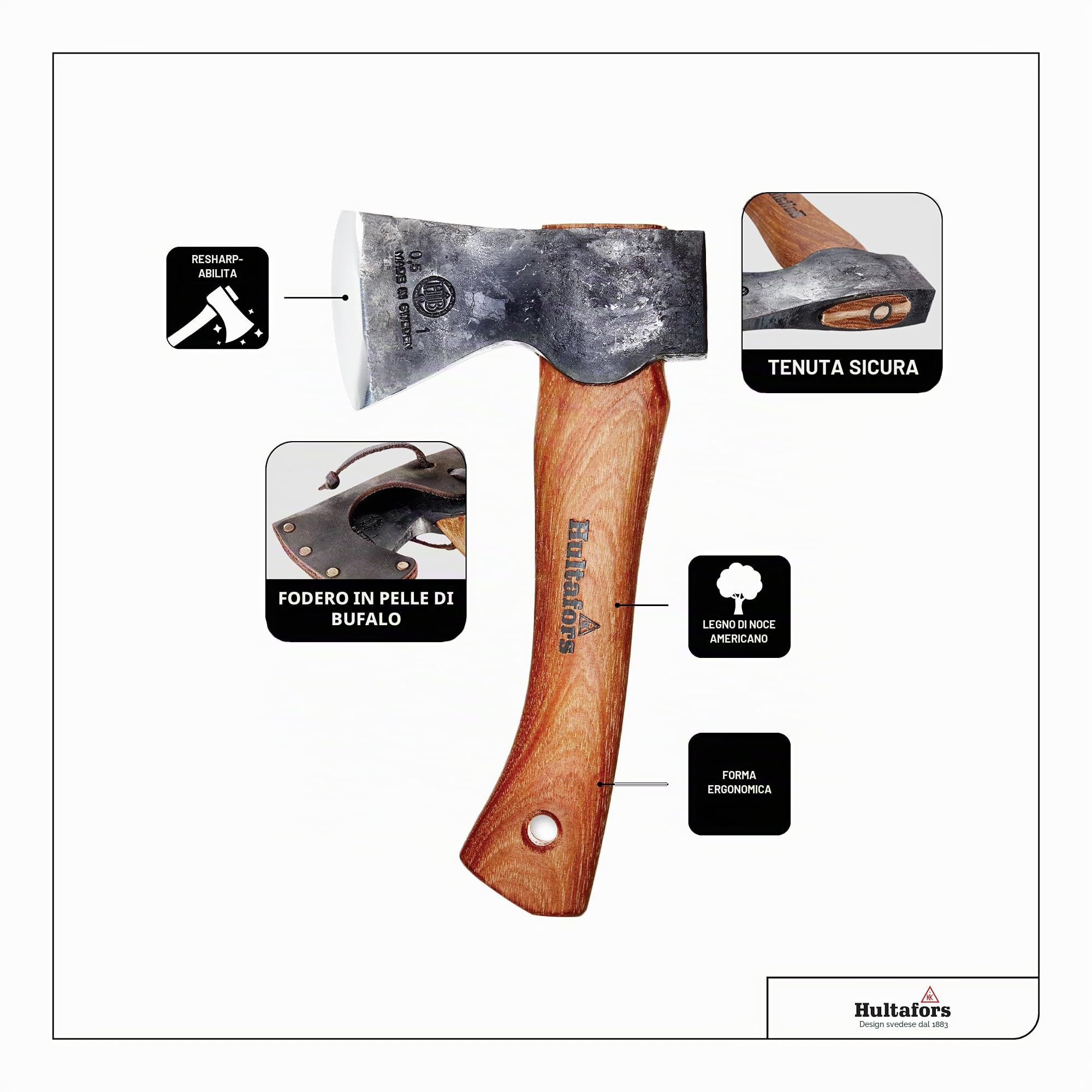 Hultafors 602000 Ågelsjön-Mini Hatchet (Premium), Nero