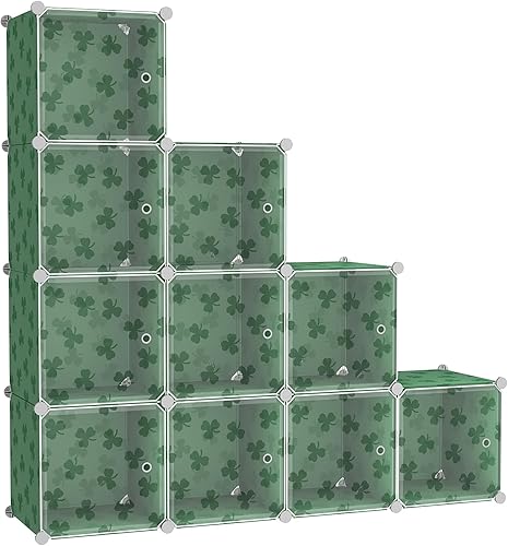Miniatura 16 de C&AHOME Organizador de almacenamiento en cubos con puertas, estantes de 6 cubos, estantería modular de plástico para bricolaje, estantería de