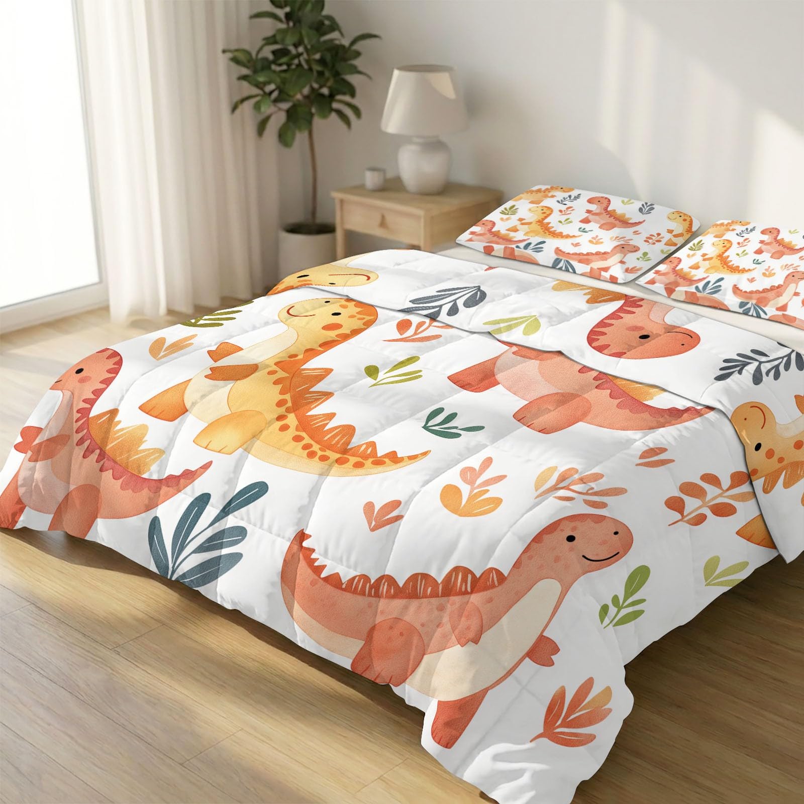Edredón de verano de dinosaurios 240x220 cm blanco de cama Super King ligero