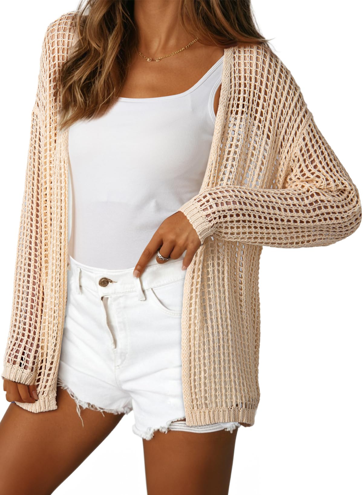 Dokotoo Women’s Crochet Cardigan Sweater Boho Cover-ups Oversized Open Front Tunic Summer Outwear