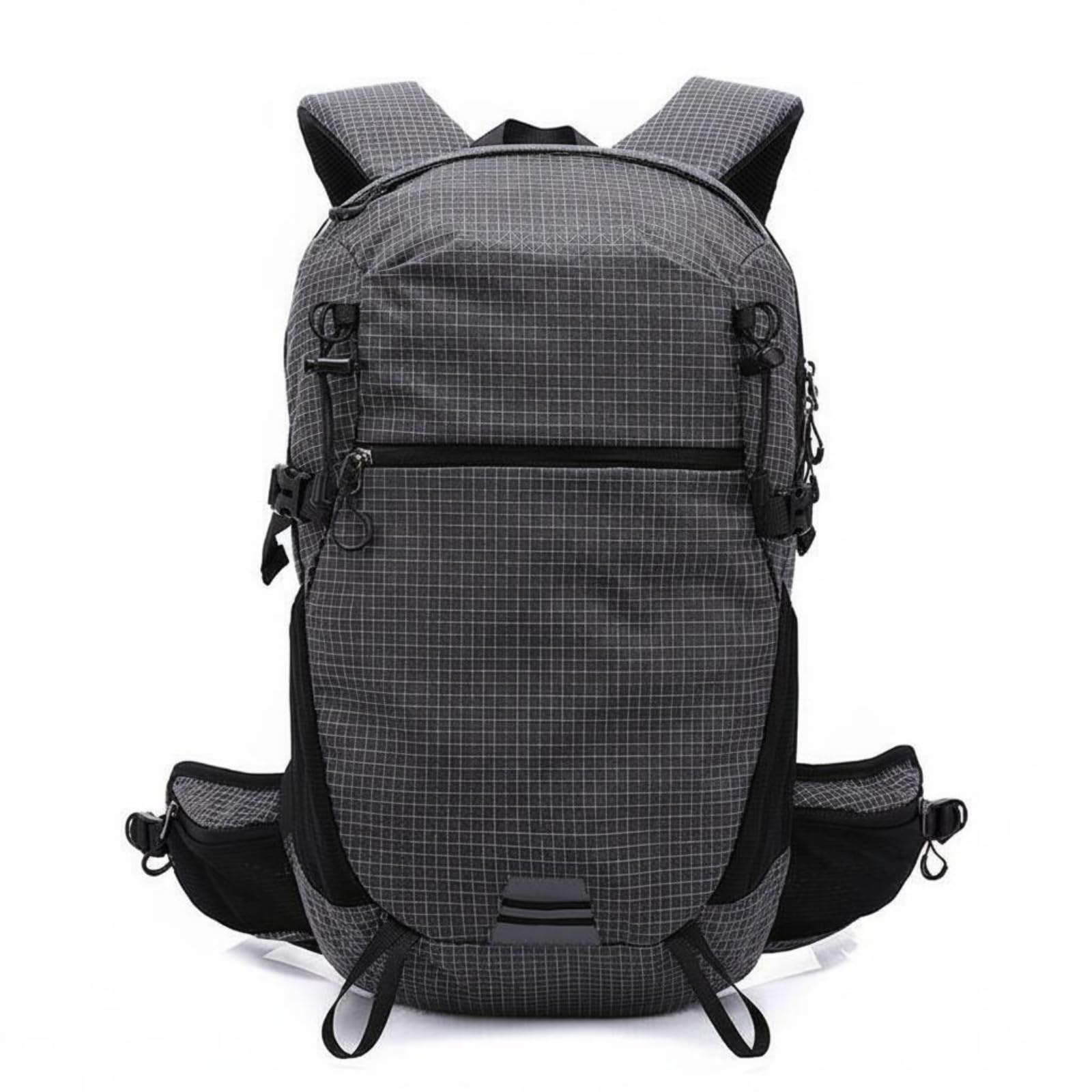 Wanderrucksack mit Hüftgurt Kompressionsriemen Frontlader-Rucksack Tragegriff Oben Outdoor-Ausrüstung für Wandern, Schwarz, Schwarz