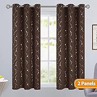 Vista 170 de BGment Room Darkening Curtains 95 Inches Long, Grommet Thermal Insulated Blackout Curtains with Wave Line and Dots Printed for Bedroom, 2 Panels