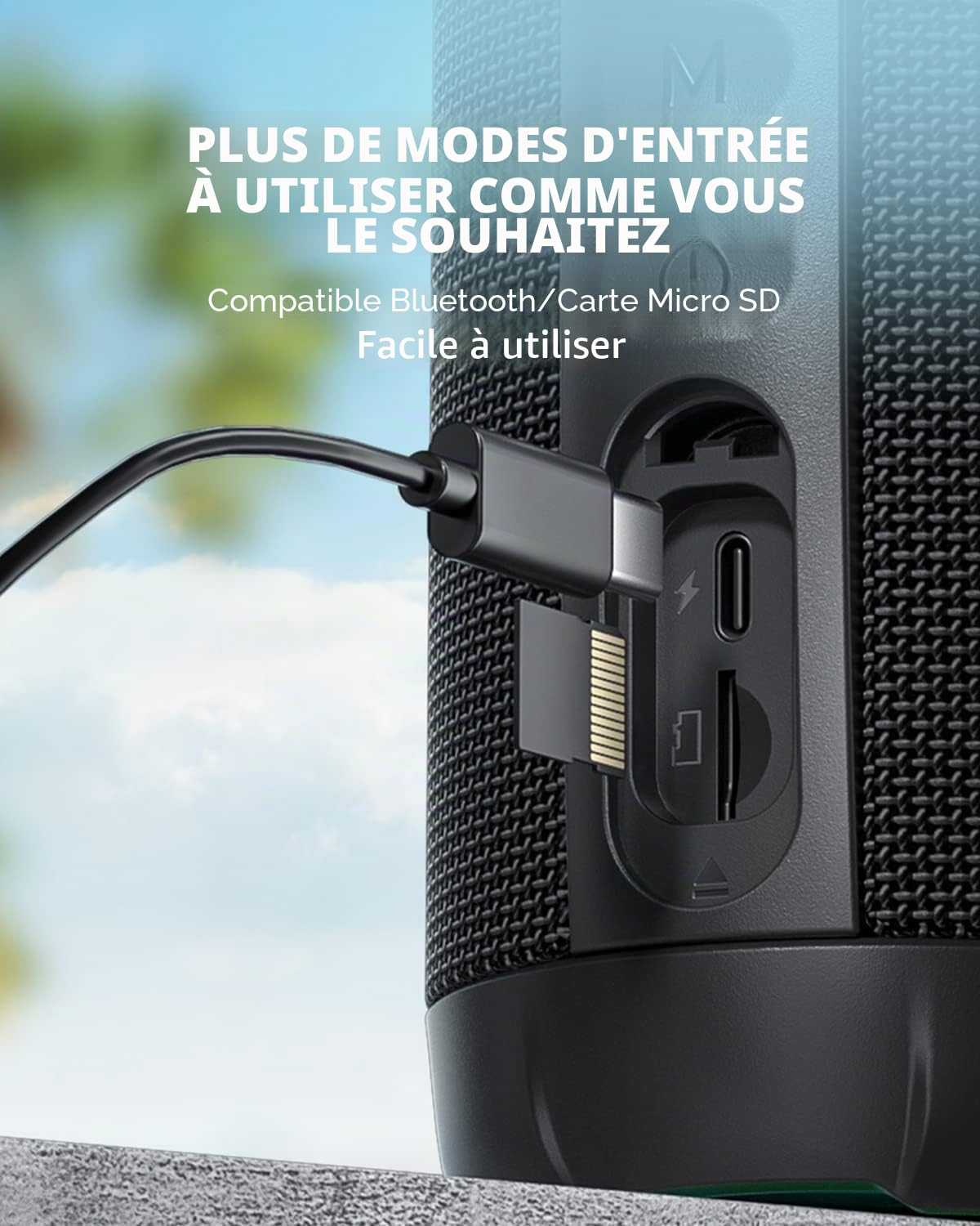 MIFA Haut-Parleur Bluetooth Portable WildRod avec lumière LED, 30 W et Basses Profondes, étanche IP67, 12 Heures Lecture, PartyAdd pour couplage Multi-Haut-parleurs, sans Fil pour Le Camping