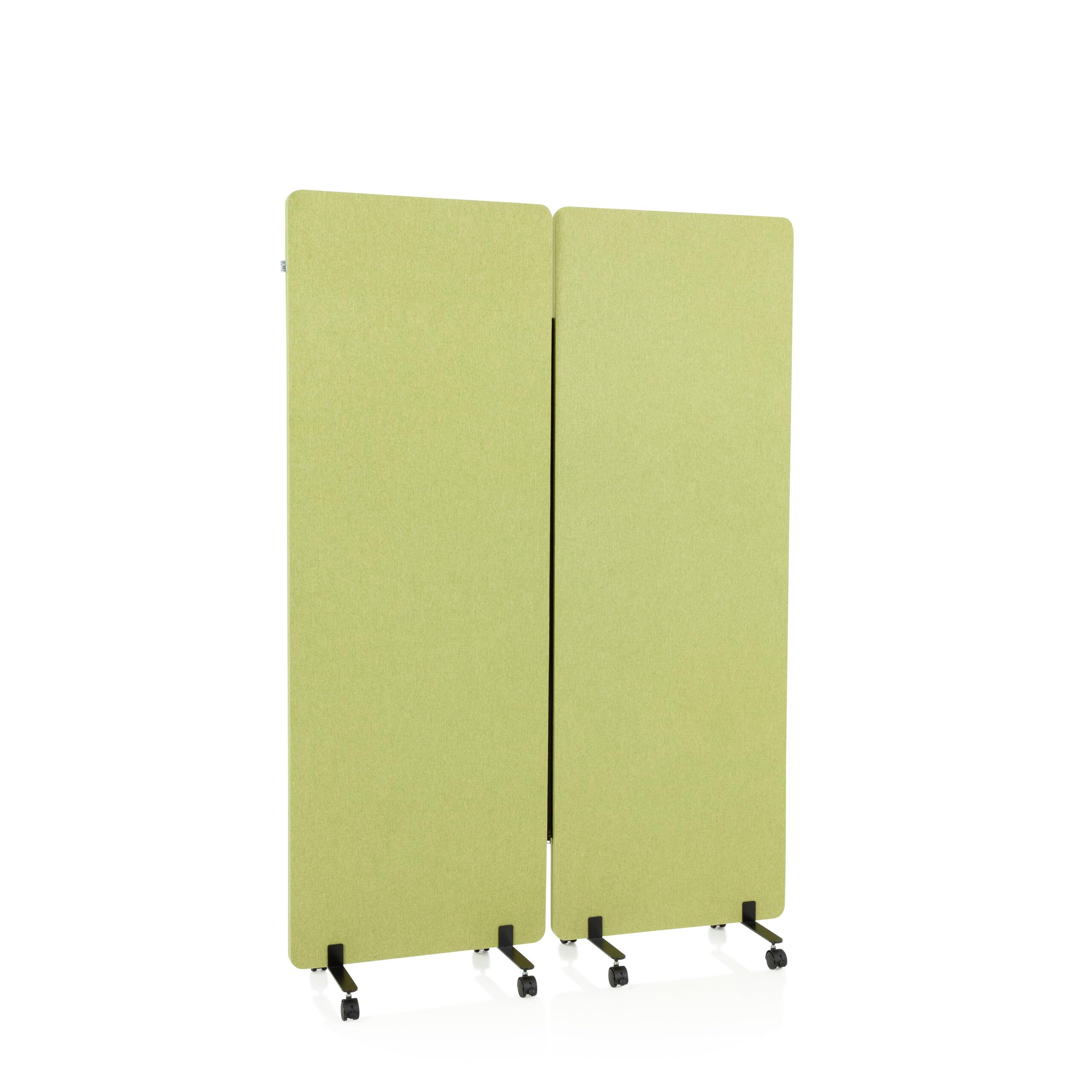 hjh OFFICE Mobile Akustik Trennwand FLEXMIUT – 2er Set, Stoff Grün, 177 × 60 cm, mit Rollen & Gleitern (891002)