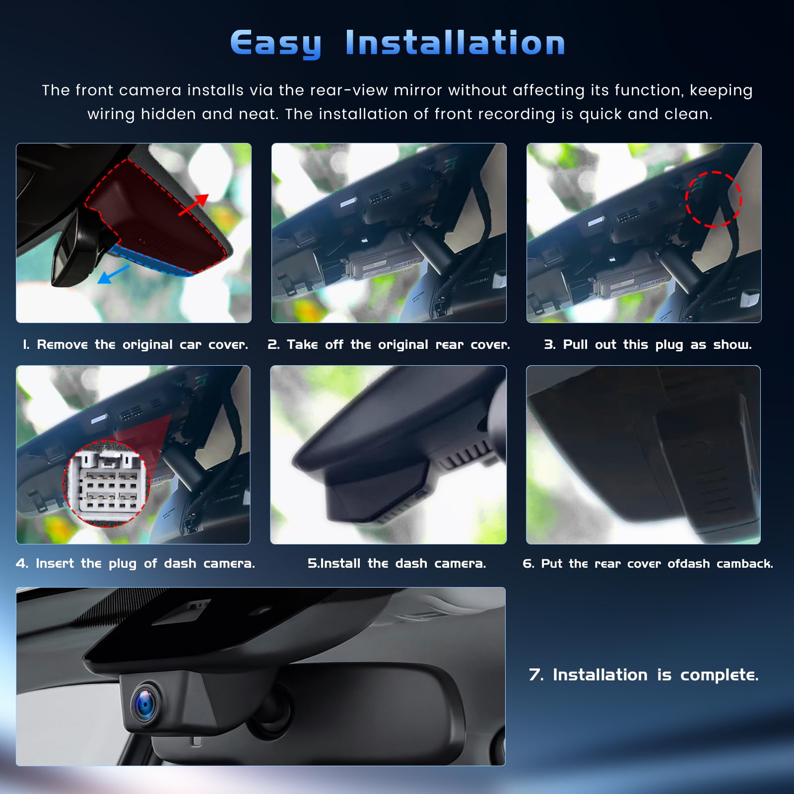 Dashcam Per Mazda CX-5 2019-2025 e CX-9 2020-2024 DashCam 4K con WiFi di Qualità OEM, con App di Controllo, Funzione di Visione Notturna, Telecamera di Retromarcia e Sensore G; Include Scheda TF 64GB