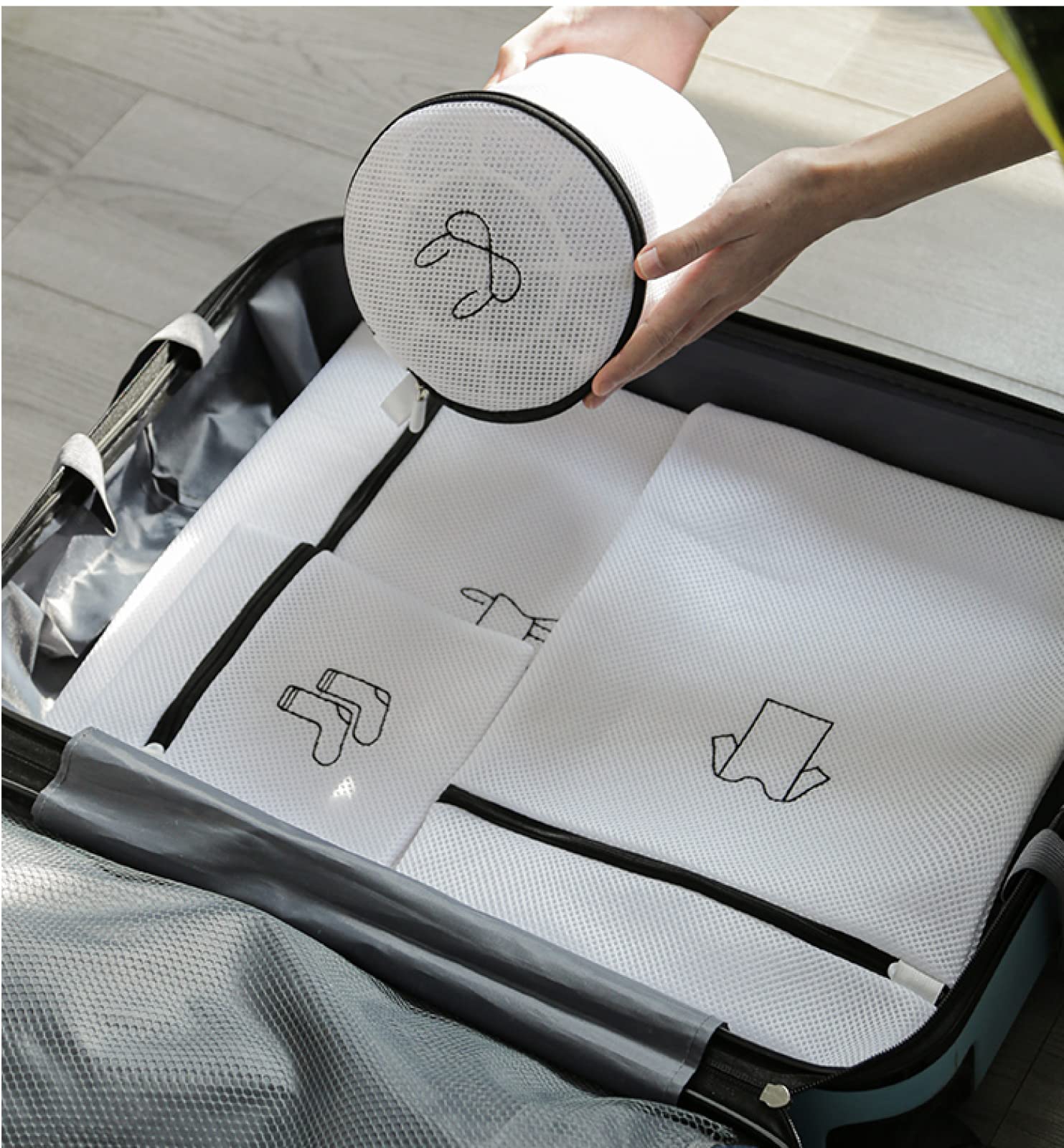 Wäschesack Wäsche Netz Beutel Waschnetz Wäschesäckchen Wäschesack Waschmaschine Anti-Deformations-Heim-Bh Filternetztasche Unterwäsche Großer Verdickter Netzbeutel Waschbeutel,[Mantel + Kleid + T-Shir