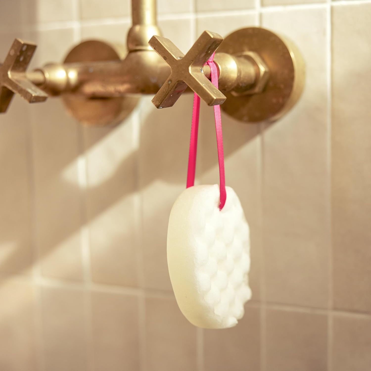 Studio Oh! Happy-Go-Lucky Soap Sponge, Honeydew Dream Scent - 2-in-1 Body Wash Infused Bath Sponge & Shower Scrubber with Hanging Ribbon, Up to 40 Washes, Exfoliating Body Sponge for Bath & Shower Use