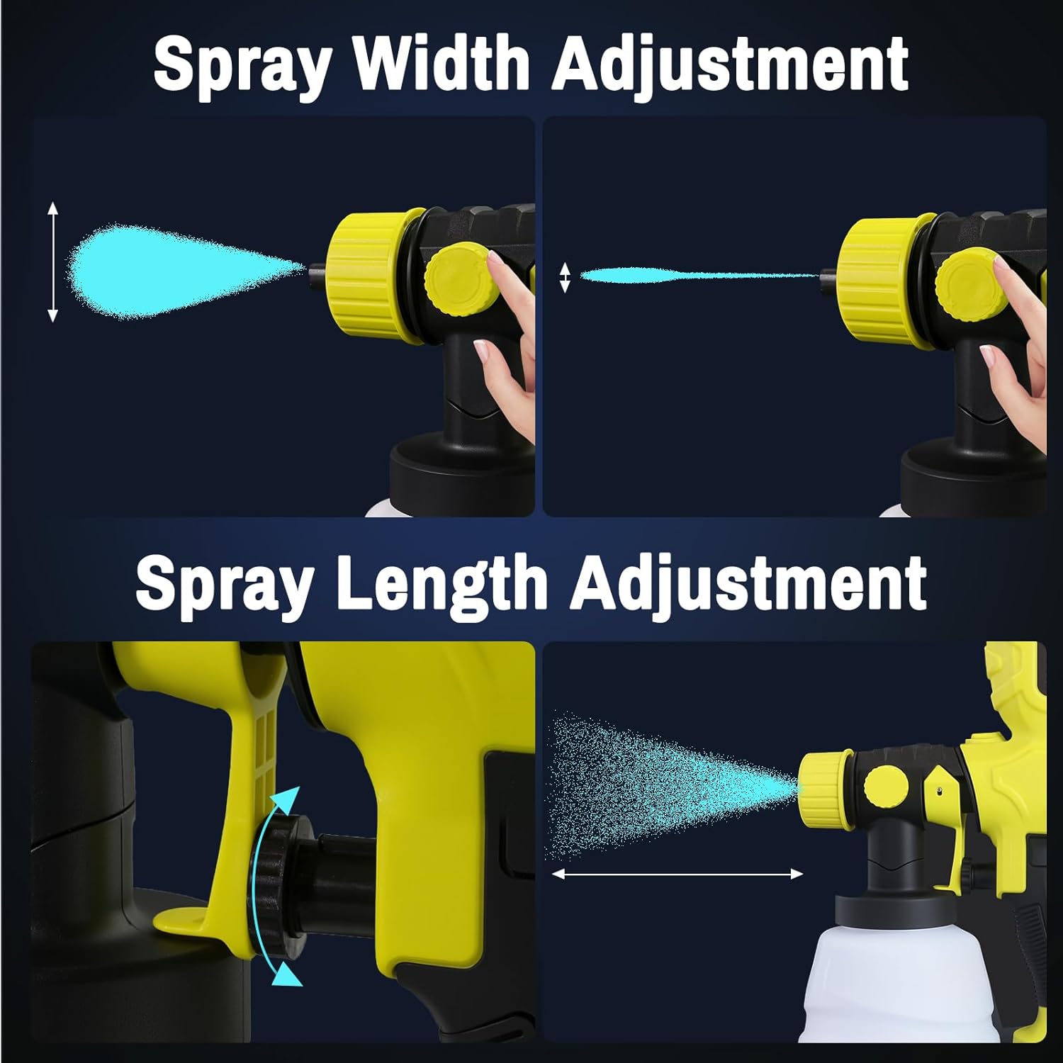2025 Upgraded Paint Sprayer for Ryobi 18V Li-ion Battery, Cordless Electric Spraying Tool HVLP Spray Gun w/1200ML+200ML Reservoir for Interior Exterior House Wall Fence Furniture Painting (No Battery)