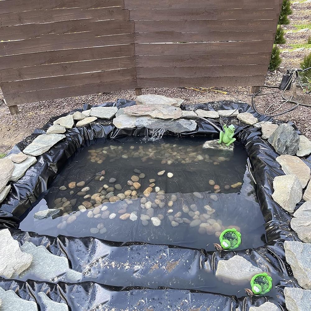 Rivestimento impermeabile per laghetto da 0,2 mm, 2 x 4 m e 3 x 8 m, telo flessibile per piccoli laghetti, ruscelli, fontane, copertura durevole per laghetti, ideale per giochi d'acqua da giardino