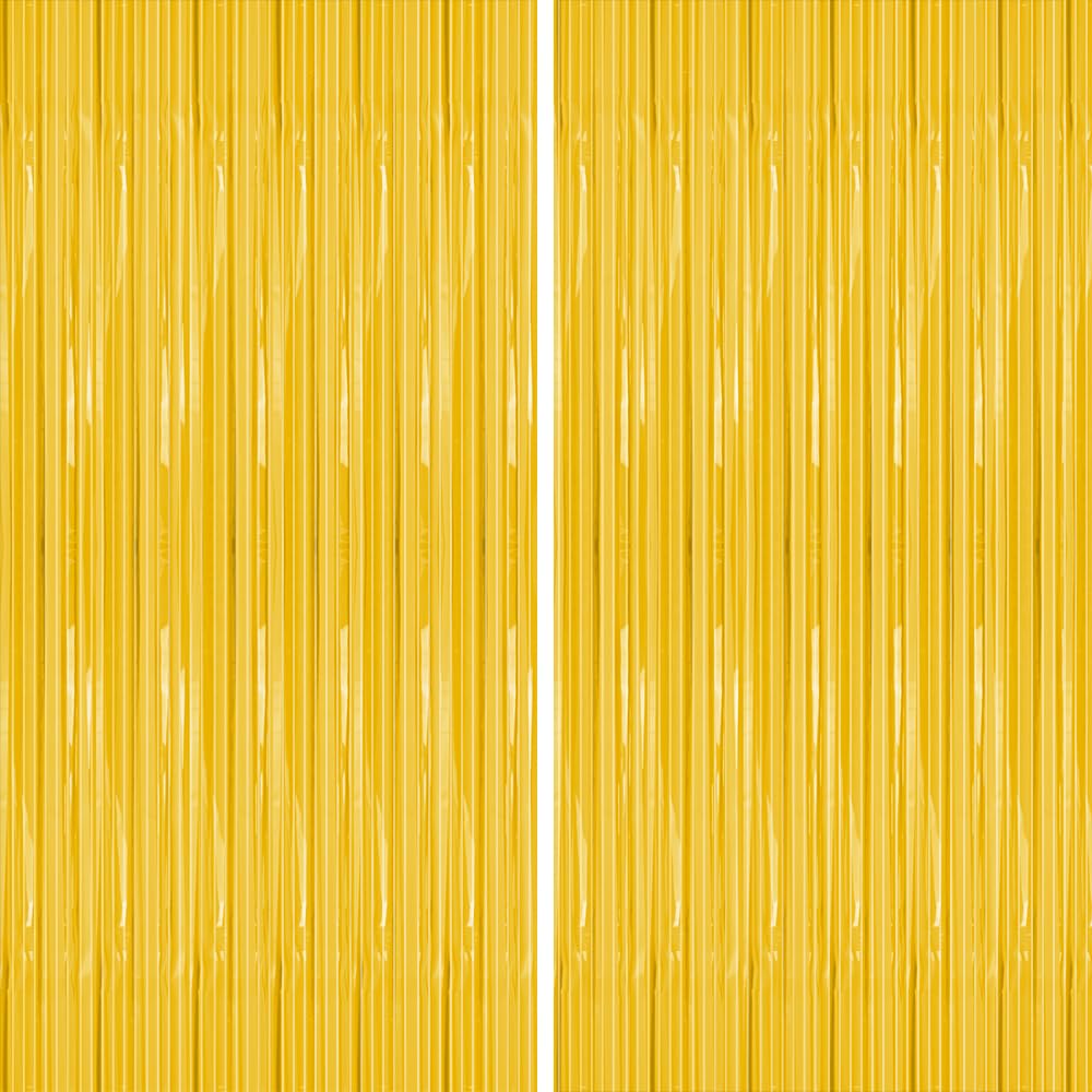 Isaspire 2-Pack Pastel Tinsel Fringe Curtains - 6.4 x 6.6 ft - Yellow Party Decorations for Holiday Celebration, Bachelorettes, Weddings, Christmas, Anniversary, Bridal, and Baby Showers