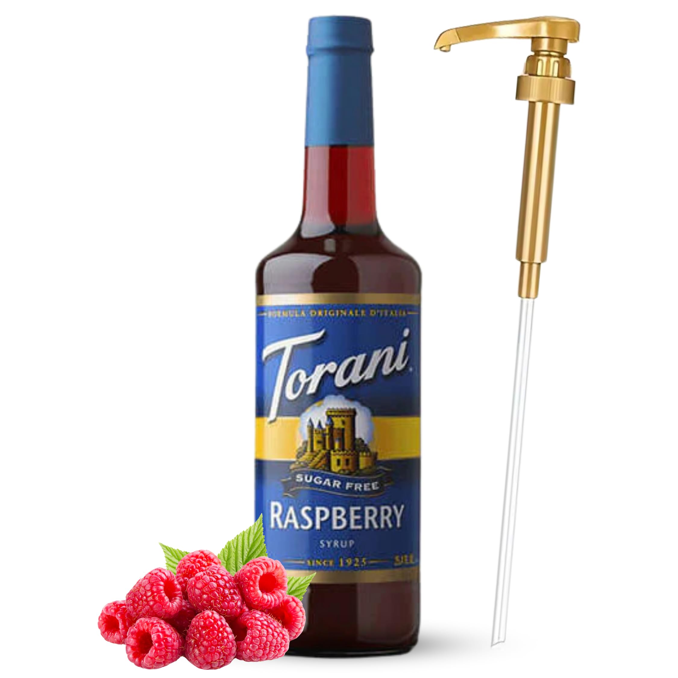 Sugar-Free Raspberry Syrup (25.4 oz) with Direct Coffee Tea Est 2019 Pump – Great for Coffee, Tea, and Desserts
