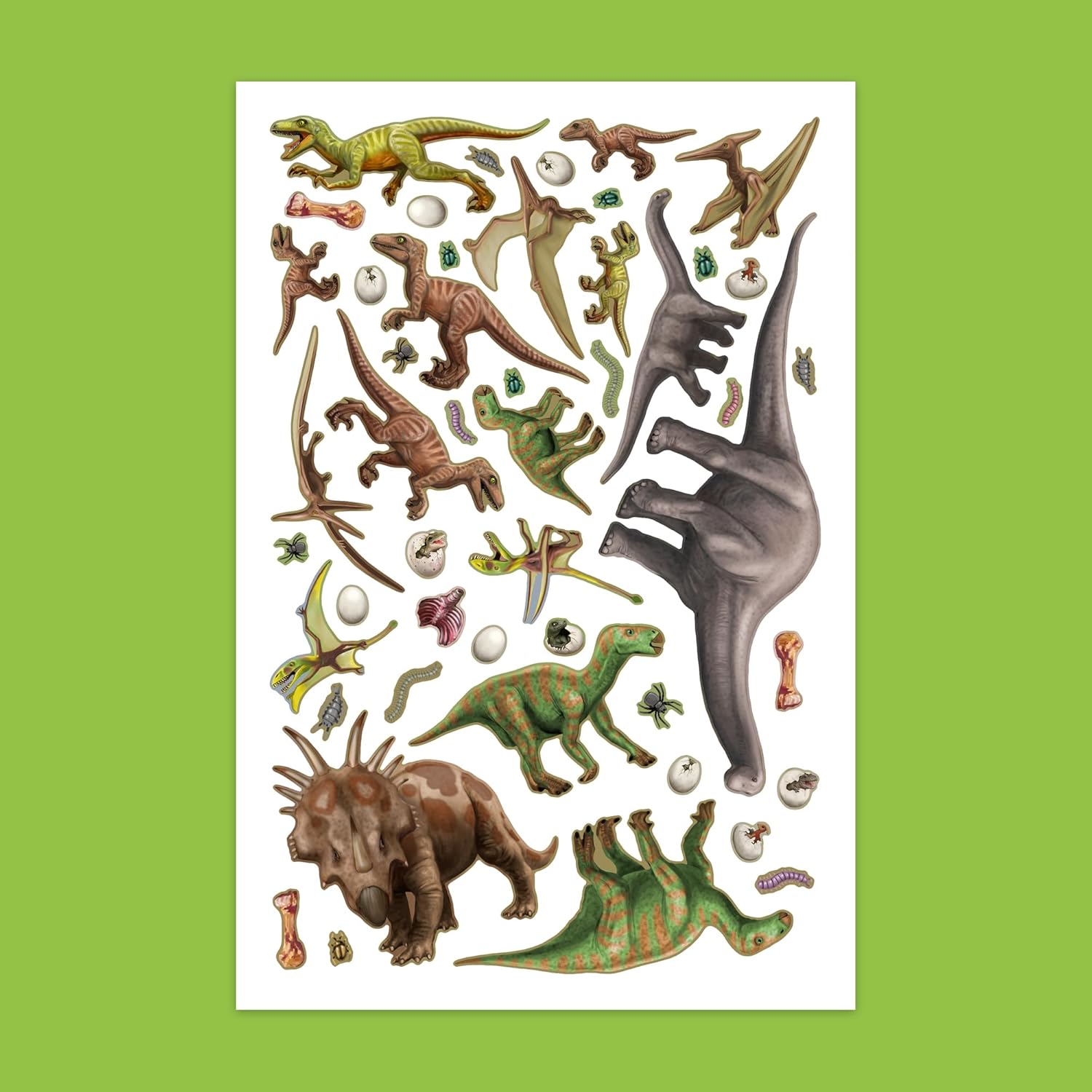 Book 'n' app: Color & Sticker Fun - Dinosaurs - Spiralbound Book, Prehistoric Coloring Scenes, 230+ Reusable Stickers, 3D Lenticular Cover, Kids 4+