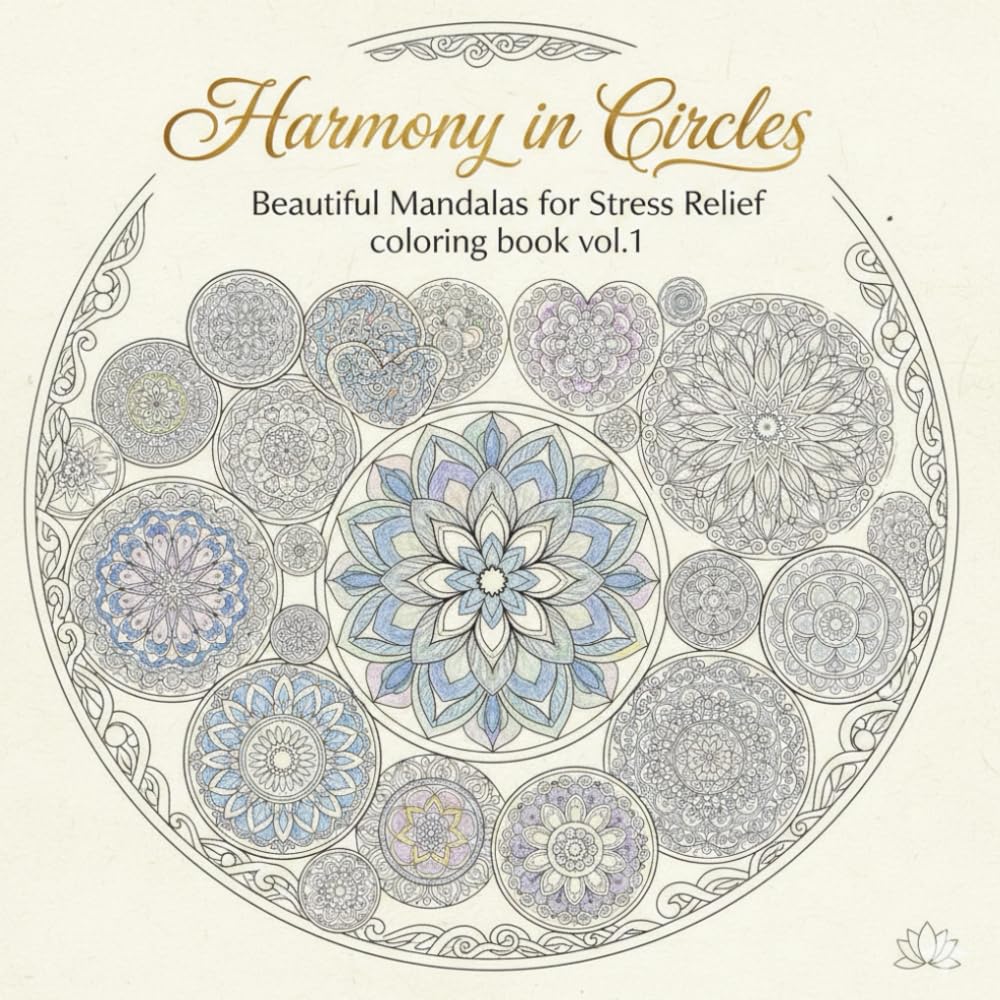 Harmony in Circles: Beautiful Mandalas for Stress Relief coloring book vol.1