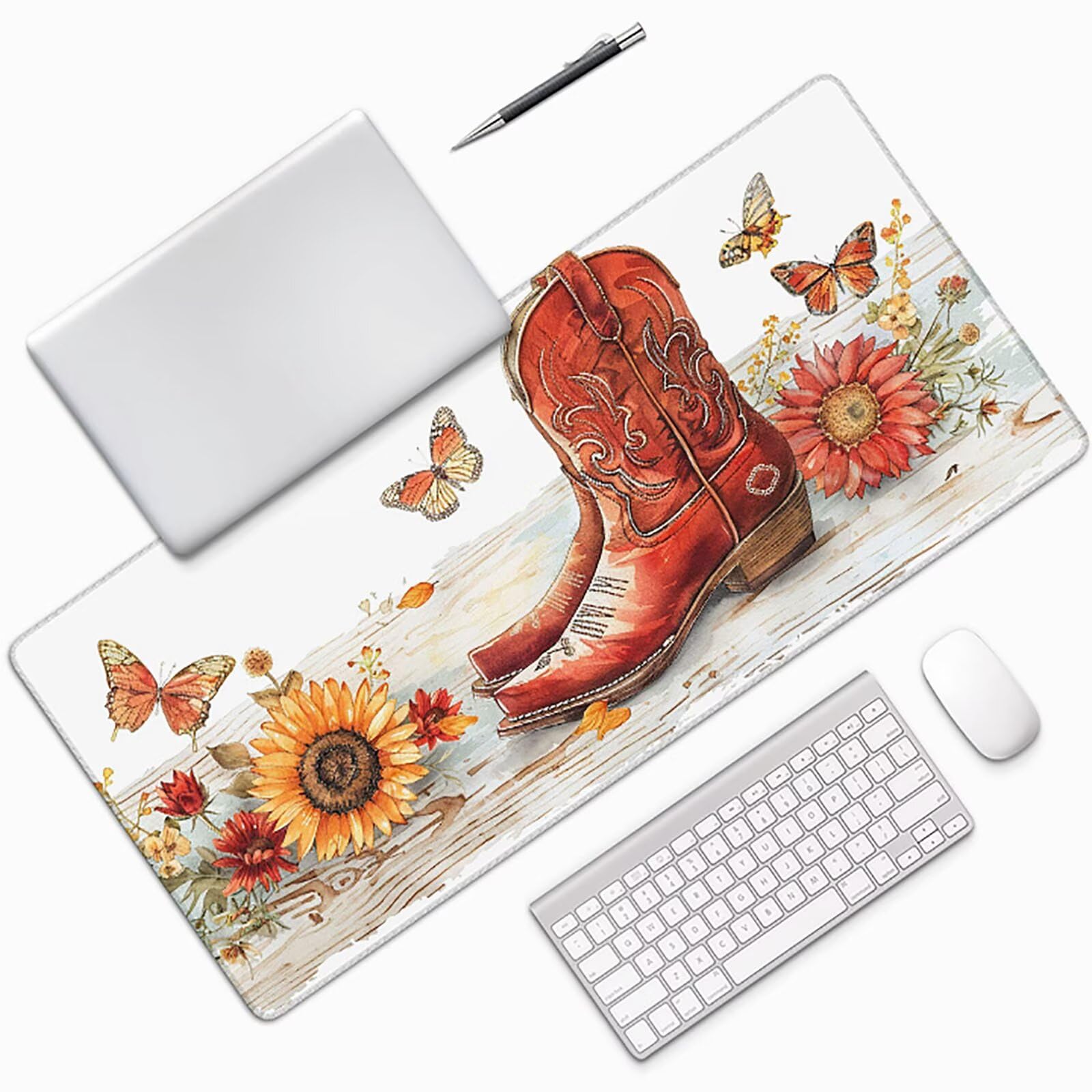 Stivali Tappetino Mouse Gaming xxl 1000 x 500 mm, Tappetino Scrivania Rosso Con Bordi Cuciti, Presa Stabile su Superfici Lisce, Impermeabile Antiscivolo Mouse Pad per Gaming Accessori Regalo b2-19V
