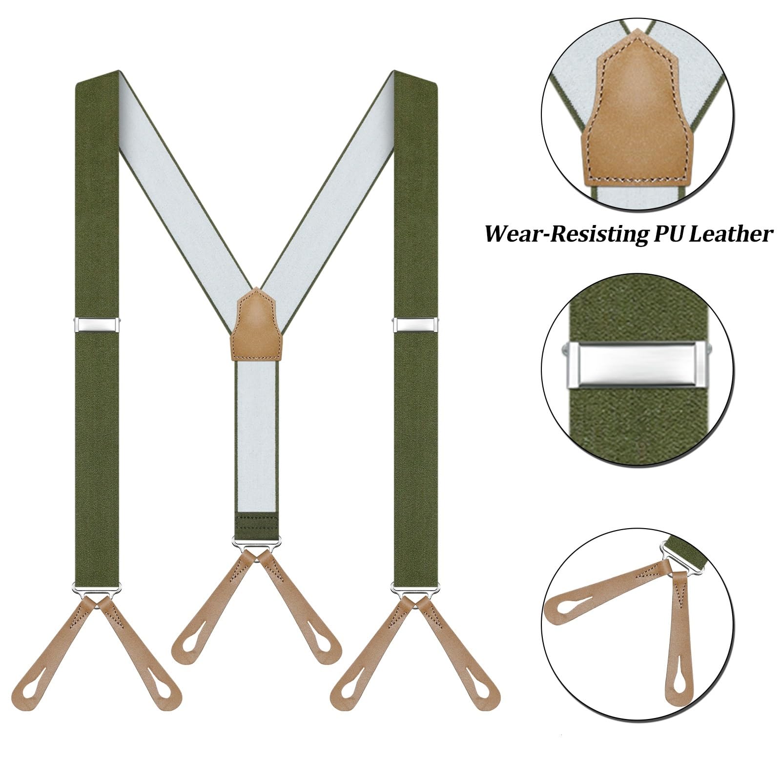 Lot de 2 bretelles for homme, travail à boutons, réglables Pour Pantalon