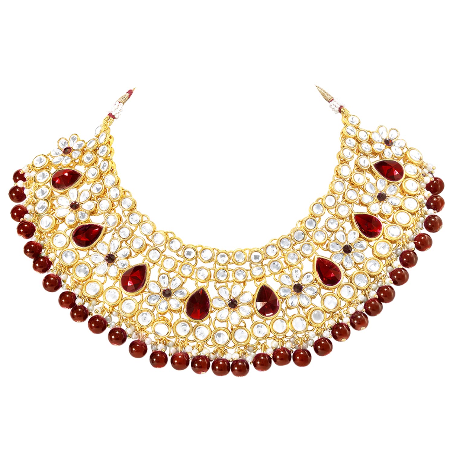 Aheli Collana girocollo Kundan placcata in oro con orecchini Maang Tikka, set di gioielli tradizionali regalo per le donne