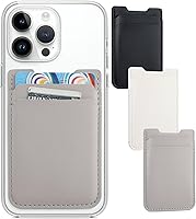 Vista 9 de Sticky Wallet, paquete de 2 fundas para tarjetas de crédito, adhesivo de cuero con doble bolsillo para iPhone, Android, Samsung - 2 negro, 1 blanco