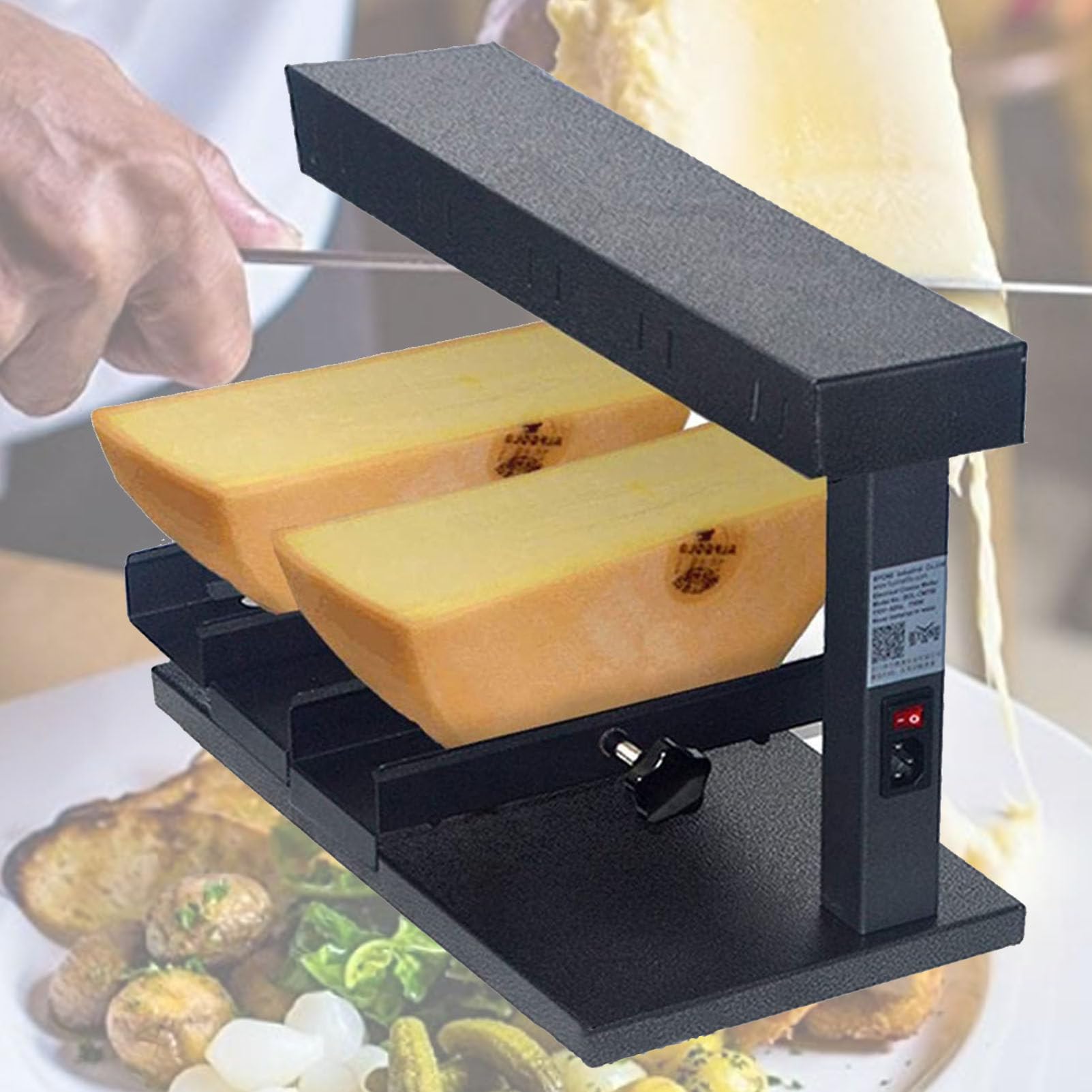 Fondoir à Fromage électrique, fondoir Commercial de Fromage à raclette avec Double Surface de Chauffage, Machine à raclette à raclette à Chauffage Rapide 650W