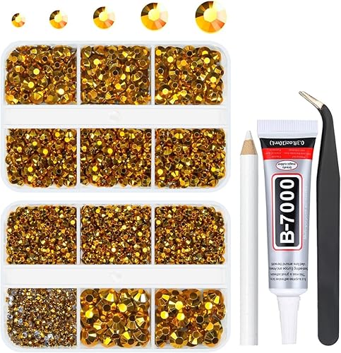 3060 diamantes de imitación de resina dorada brillante con parte trasera plana para vasos, manualidades, diamantes de imitación de gelatina dorada