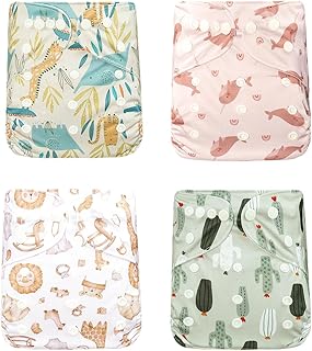 [ミラシック] おむつカバー 4枚セット おしゃれ 赤ちゃん ベビー 男の子 女の子 子ども パンツ 子供 サイズ調節 新生児 幼児 撥水 洗い替え 予備 ズレ防止 ずれ