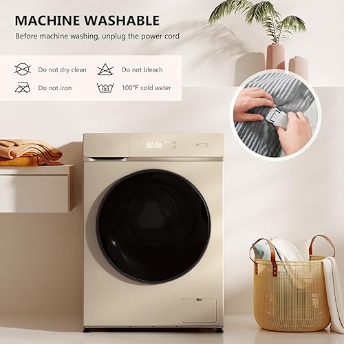 Miniatura 8 de Homemate Manta térmica eléctrica, manta de franela Sherpa de apagado automático de 62 x 84 pulgadas con 10 niveles de calor, protección contra