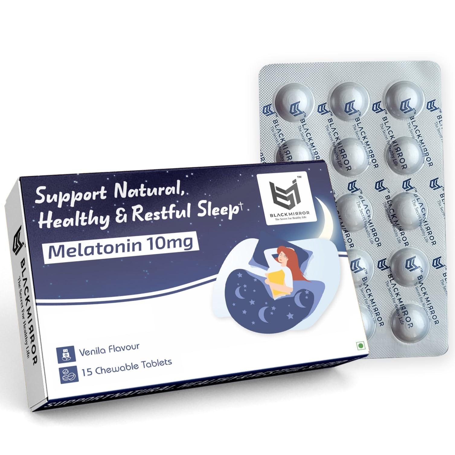 Black mirror MELATONIN 10MG for HEALTHY NATURAL & RESTFUL SLEEP SUPPORT chewable tablets (15 TABLETS)-image-9