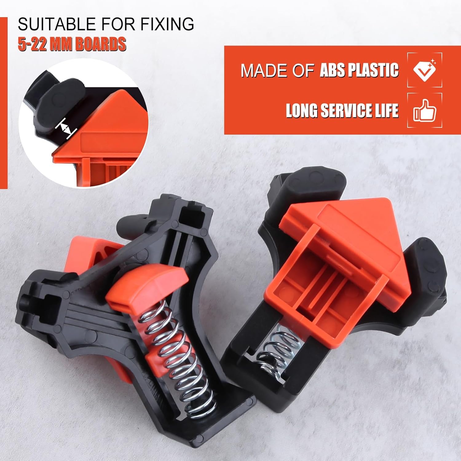 90° Corner Clamps for Woodworking，Adjustable Aluminum Alloy Wood Clamps for Framing, Welding, Cabinetry, Furniture Making，Non-Slip Rubberized Handle，Includes 4 Plastic Corner Clips