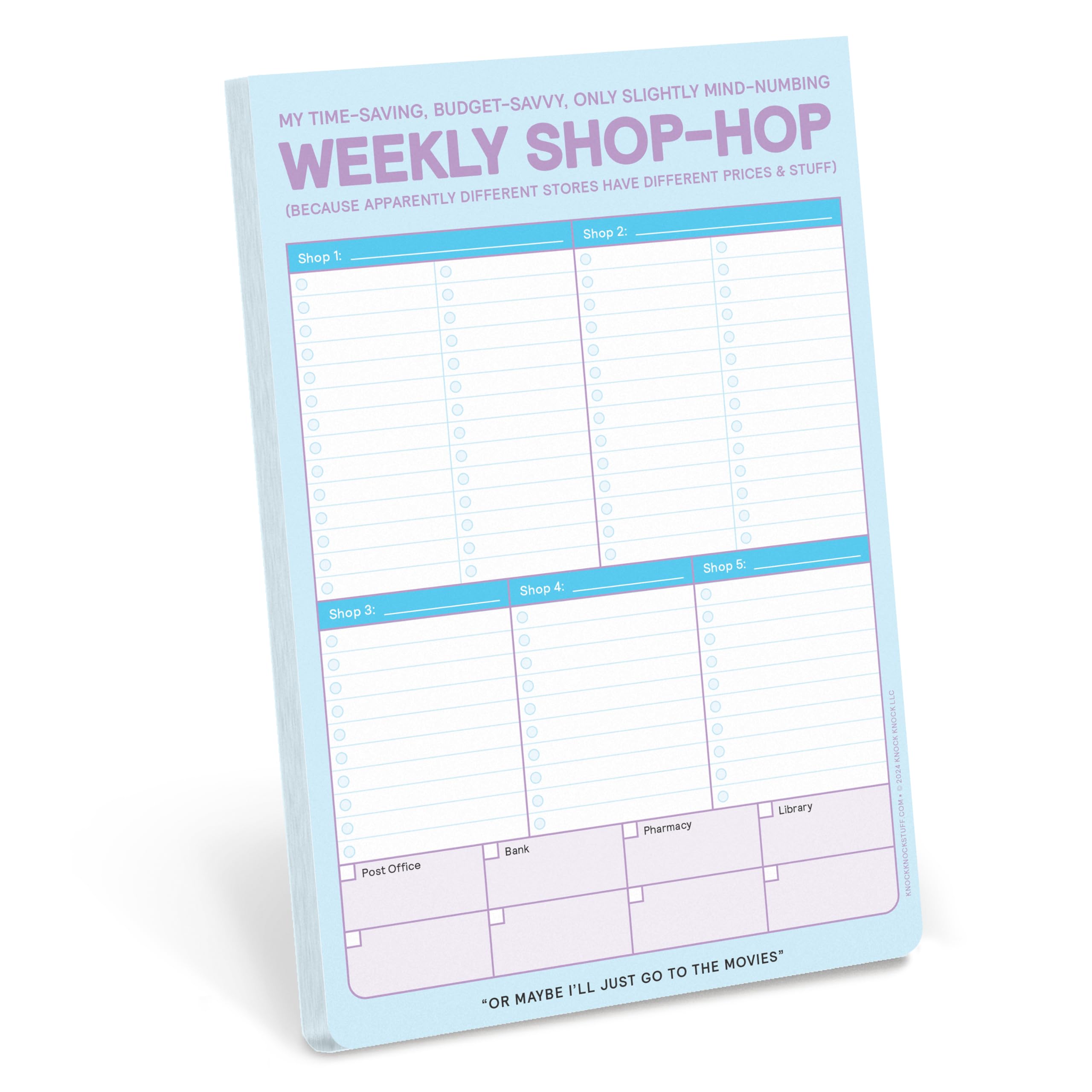 Knock Knock Weekly Shop-Hop Shopping List Pad with Magnet, 6 x 9-Inches