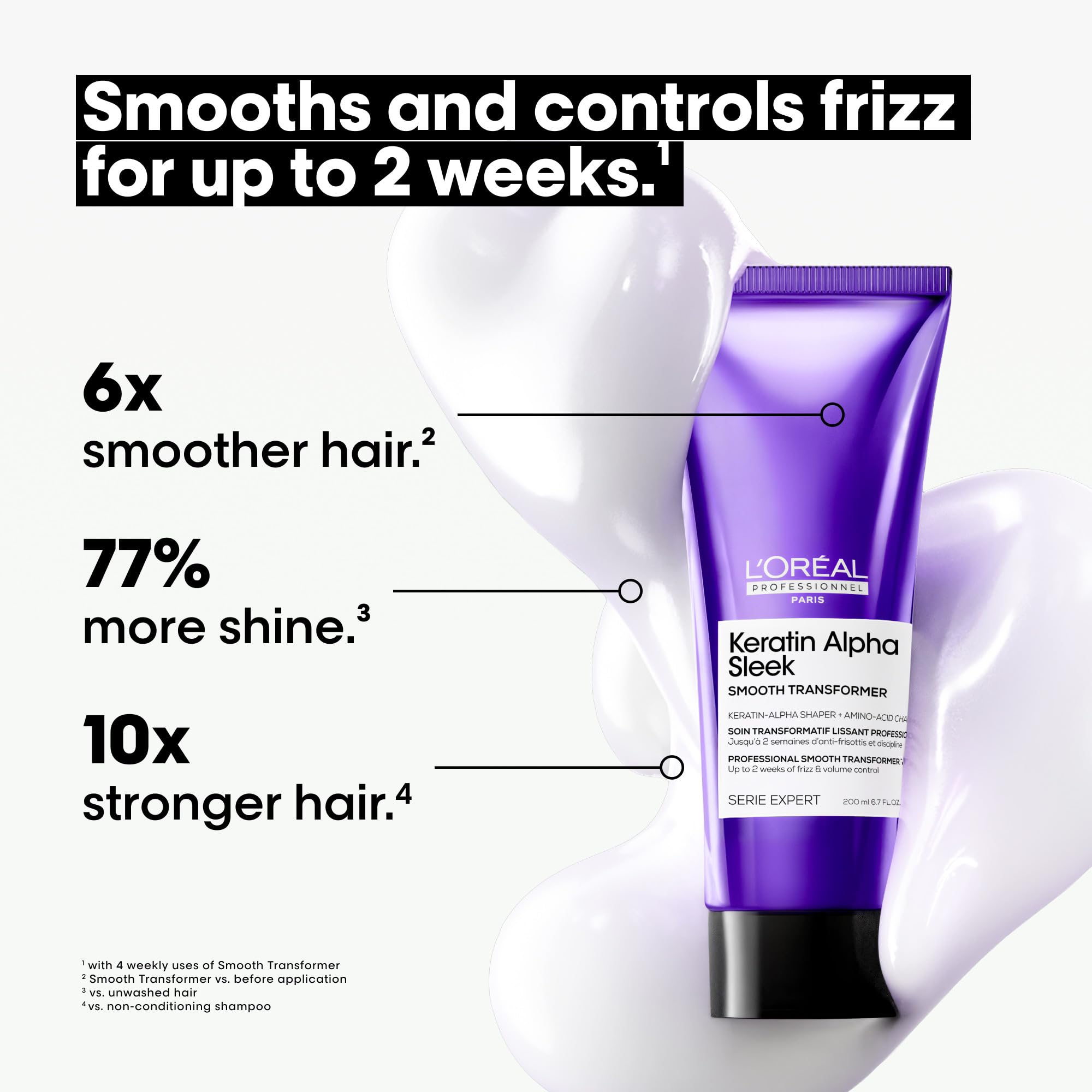 L'Oréal Professionnel - Transformateur à la kératine Alpha Sleek Smooth Transformer - Anti-frisottis - Douceur longue durée et contrôle du volume - Avec kératine Sleeker et acides aminés - Pour tous - 5