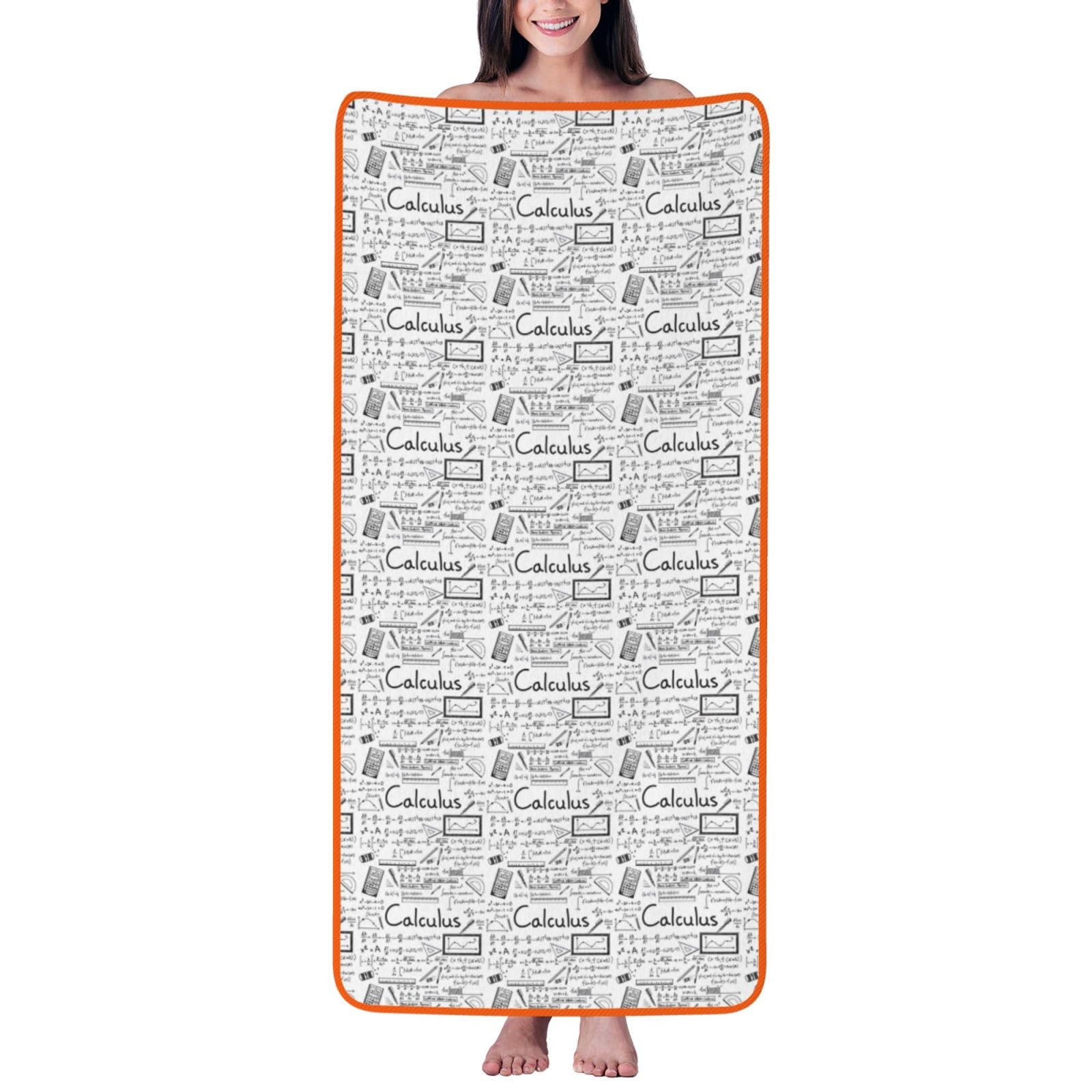 JBJGKHLP Math Geometry Geek Calculus Print Women Men Couples Coral Velvet Bath Towel Ultra-Soft For Home Bathroom Travel